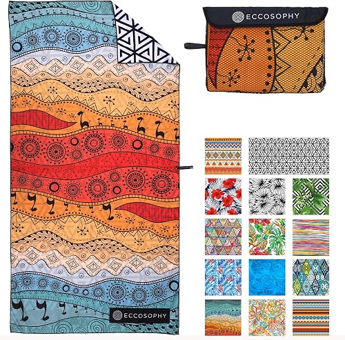 ECCOSOPHY Microfiber Beach Towel -Sand Free Towels are Quick Dry, Light Weight, Super Absorbent-Perfect Pool, Travel, Cruise, Camping Essentials-Oversized Extra Large for Adults (Marrakesh)