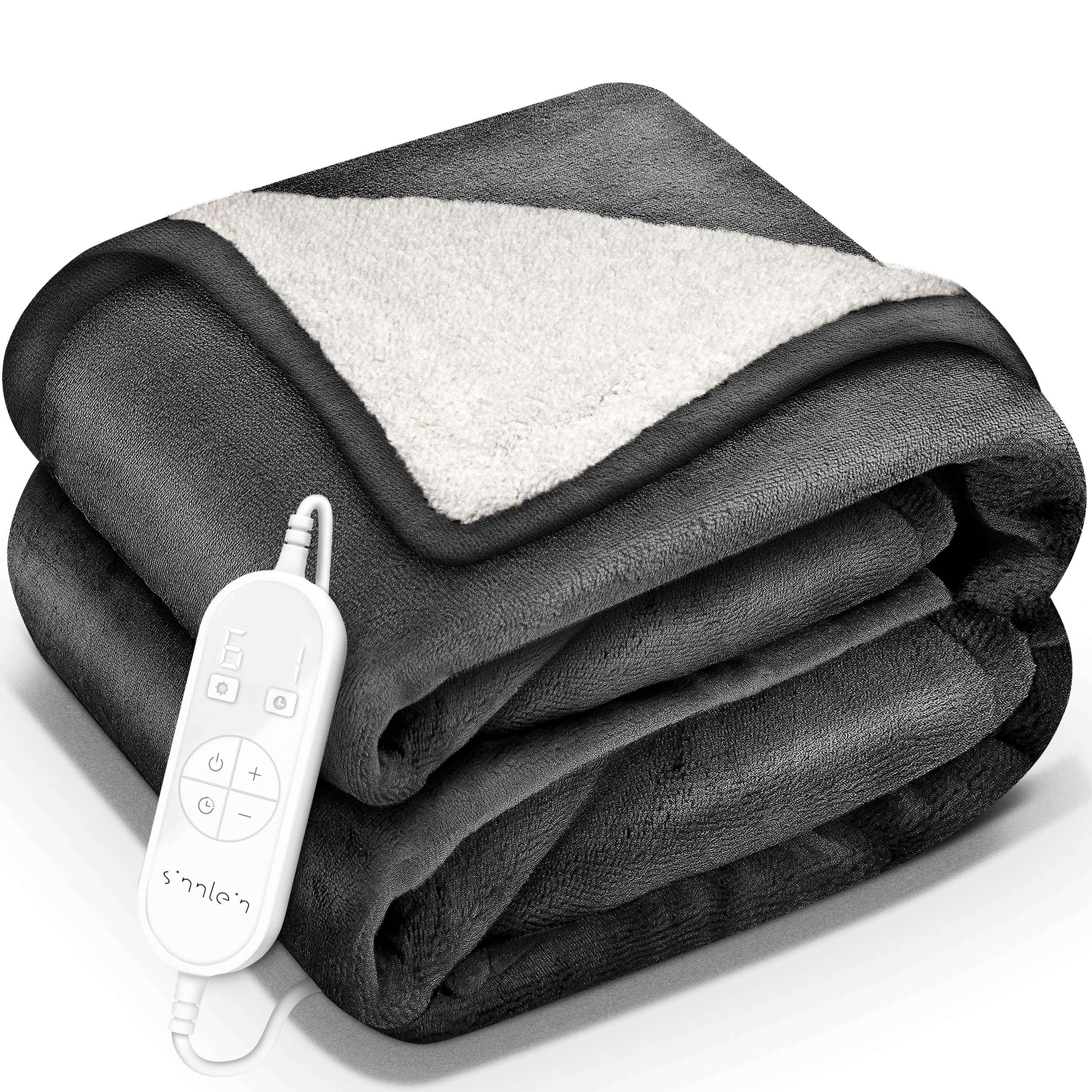 sinnlein® Couverture chauffante 200 x 180 cm avec arrêt Automatique | Plaid électrique avec 9 Niveaux de température | Couverture Douillette Lavable