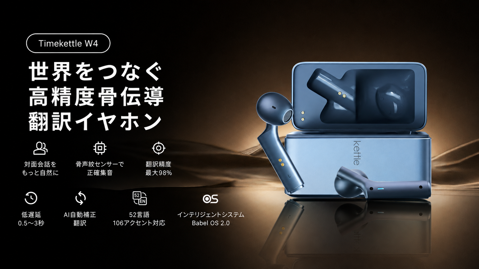 Amazon.co.jp: Timekettle W4 翻訳機能付きイヤホン 骨声紋センサー