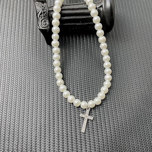 Miniatura 4 de Collar de perlas para hombre gargantilla de perlas blancas collar de perlas redondas para mujer collar de perlas con cuentas Metal No es una piedra