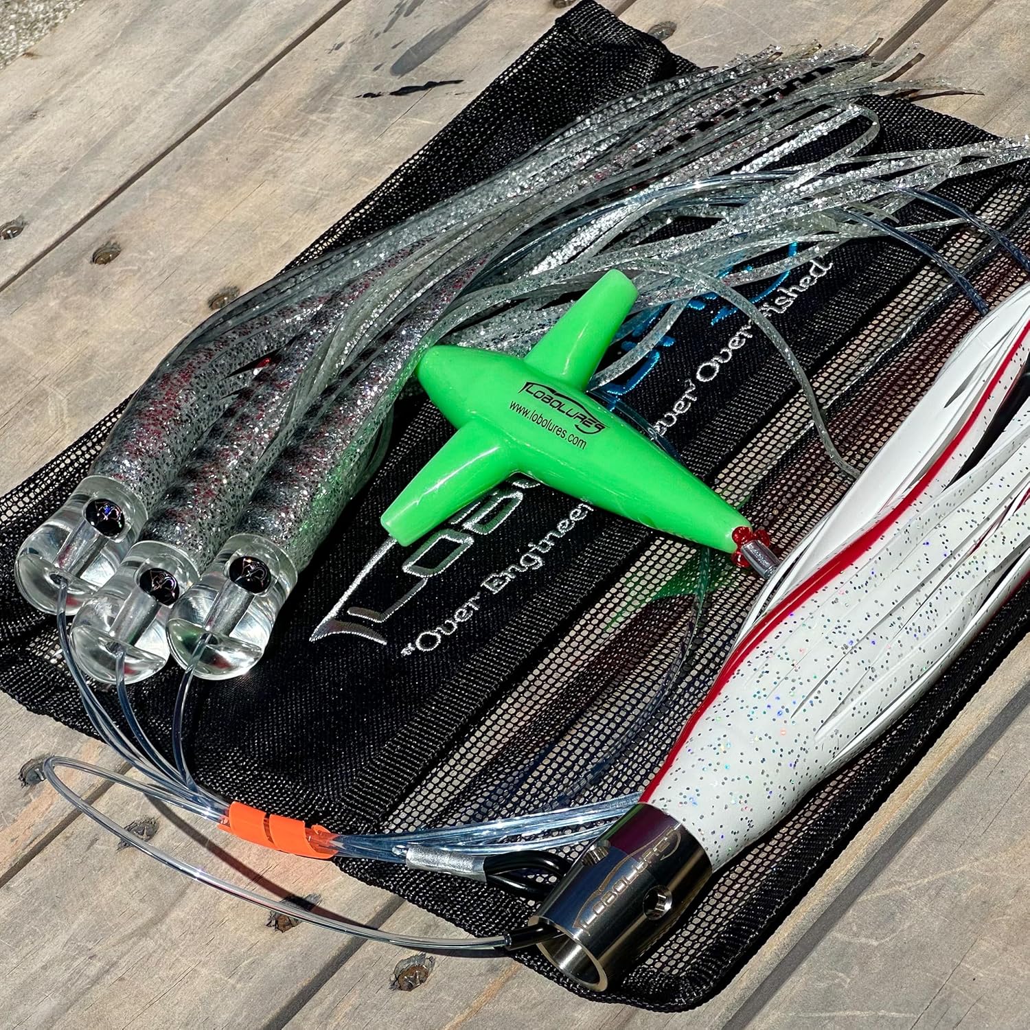 Lobo Lures #208 Ghost White Wahoo-Pro Jet Head Skipjack Hybrid Daisy Chain, Tuna Lure, Mahi-Mahi Lure