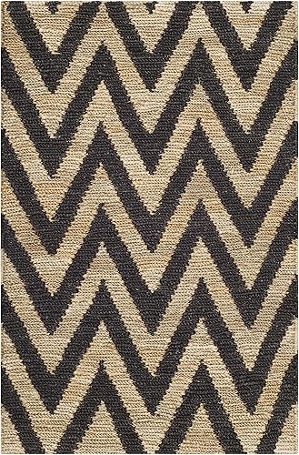 SAFAVIEH Organica Collection - Alfombra decorativa, 2 pies 6 pulgadas x 4 pies, negro y natural, yute cheurón anudado a mano, ideal para zonas de