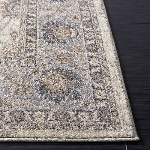 Miniatura 3 de SAFAVIEH Sofia Collection SOF330D - Alfombra bohemia tribal oriental envejecida de 4 x 5 pies 7 pulgadas, color marfilgris, no desprende pelusa,