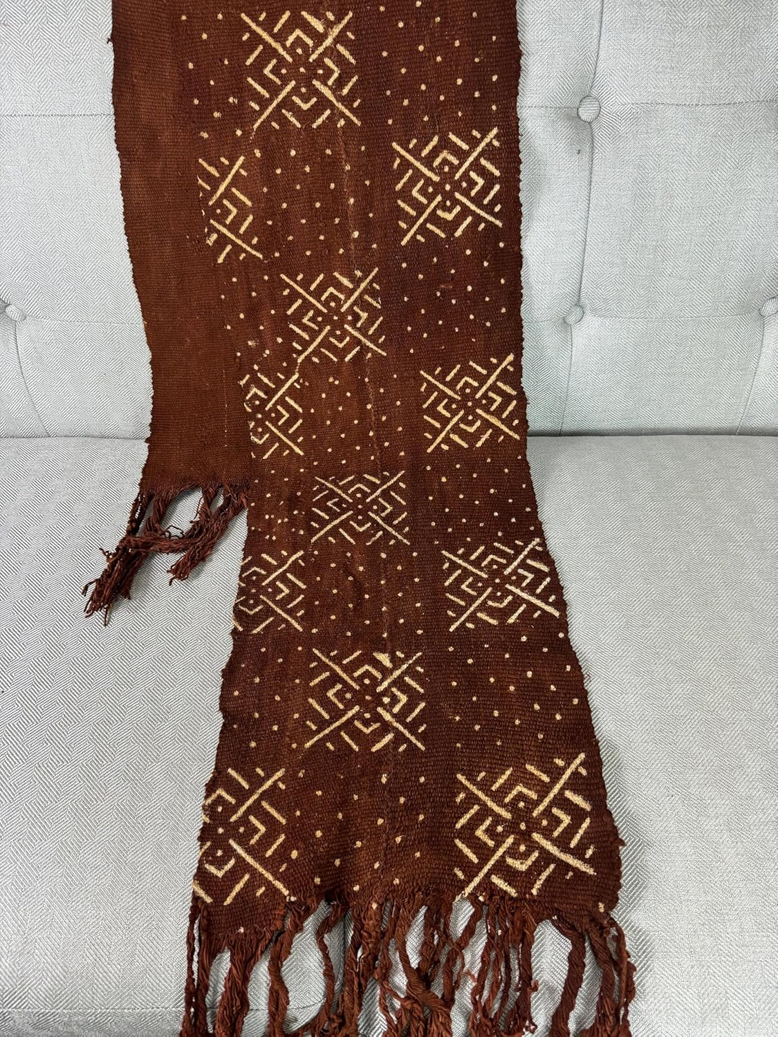 Brown African Mudcloth Scarf/Bogolan Boho Rustic Scarf/Unisex Handmade Scarf/Mudcloth Scarf/Scarves/Gift for Her/Gift for Him/Chrismas Gift