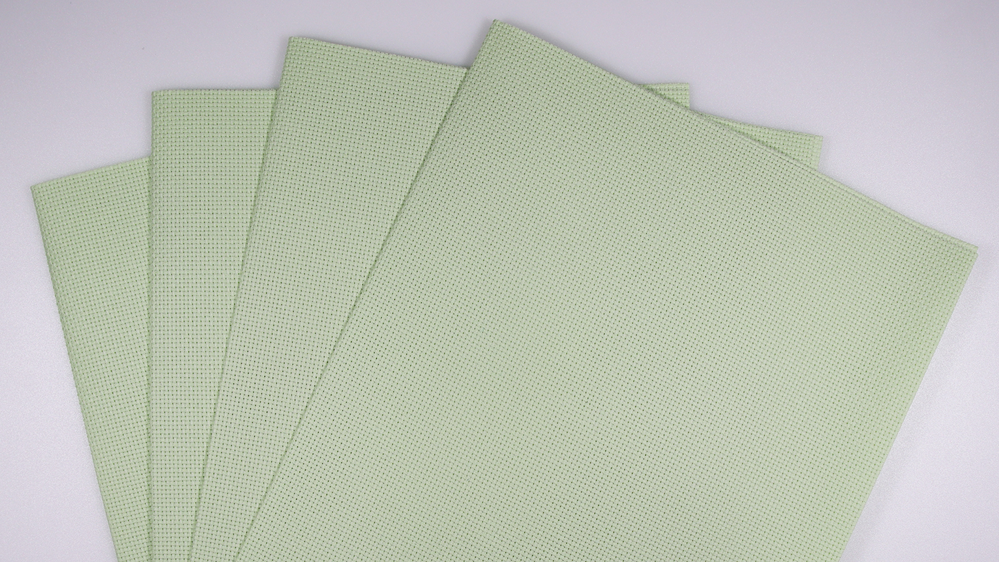 Image of KCS 4 pc of 12 inch x 18 inch 14CT Counted Cotton Aida Cloth Cross Stitch Fabric (Light Green)