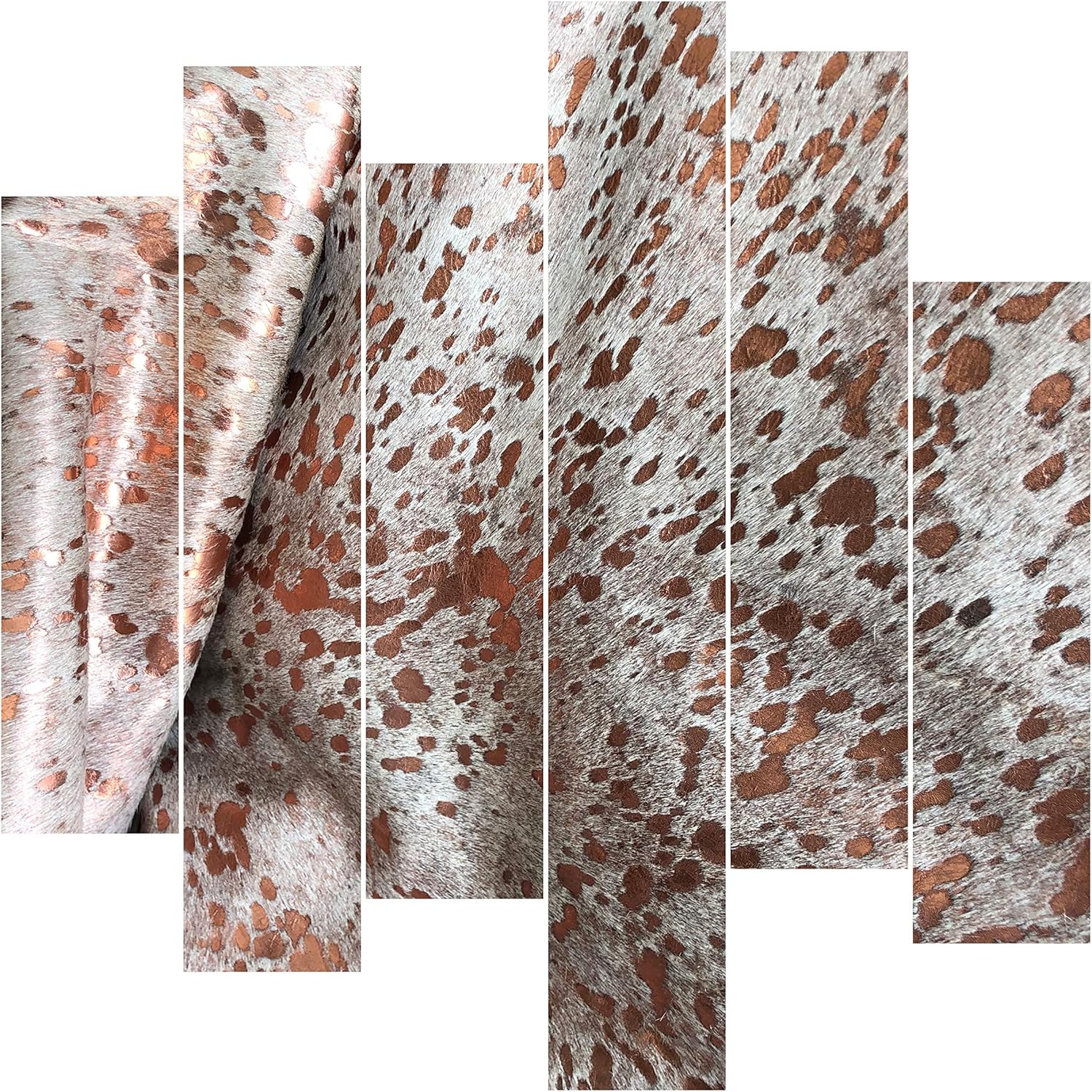 Hojas de cuero, cuero metálico lavado ácido blanco y oro rosa, cuero de vacuno, cortado a medida, pelo en 4.5-5oz - 0.071-0.079 in, marroquinería,