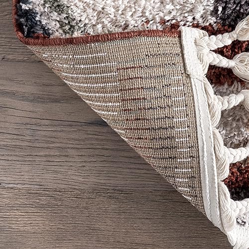 Miniatura 8 de nuLOOM Rosemarie - Alfombra bohemia suave con borlas, 4 x 6, color rojo