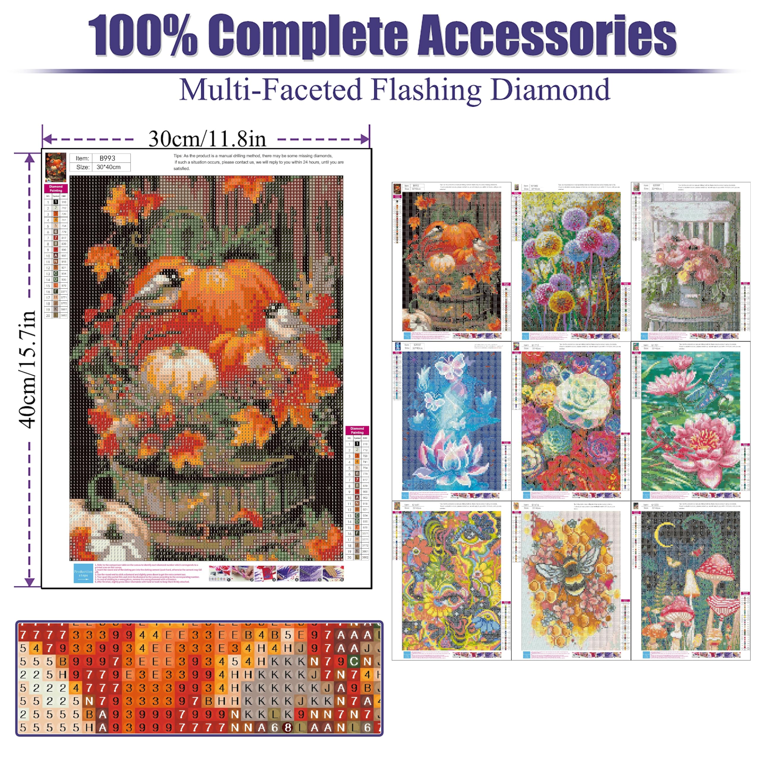 BEAYIOU 9 Pack 5D Diamond Painting Kits for Adults,Dandelion Mushroom Bee Diamond Painting Kits - Image 2