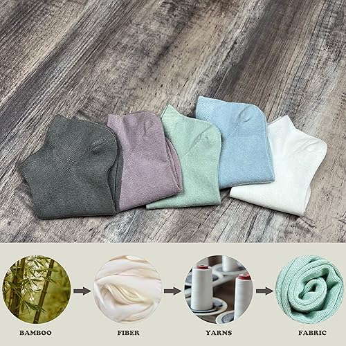Miniatura 5 de SERISIMPLE Calcetines de bambú de viscosa para la escuela, calcetines de tobillo súper suaves para niños, puños elásticos, calcetines atléticos,