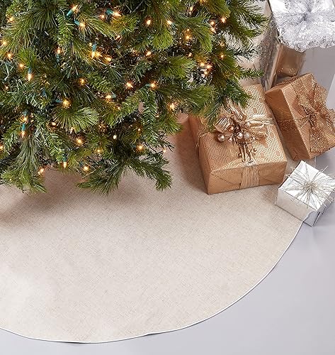 SARO LIFESTYLE Toscana - Falda de árbol con ribete plateado, 72 pulgadas (XM731.S72R)