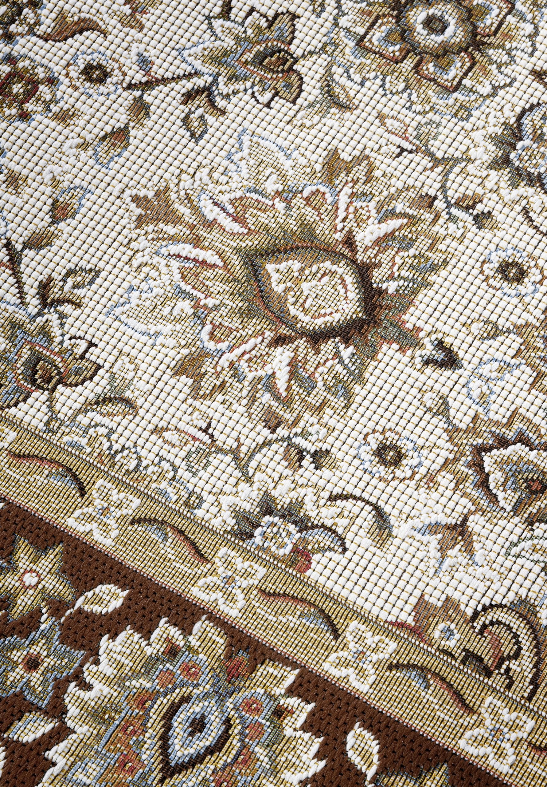 Villeroy & Boch Nicolas Tapis d'intérieur et d'extérieur Oriental tissé à Plat, Design Oriental Classique, certifié Öko-Tex Résistant aux intempéries et aux UV, Balcon, terrasse, Jardin – Marron
