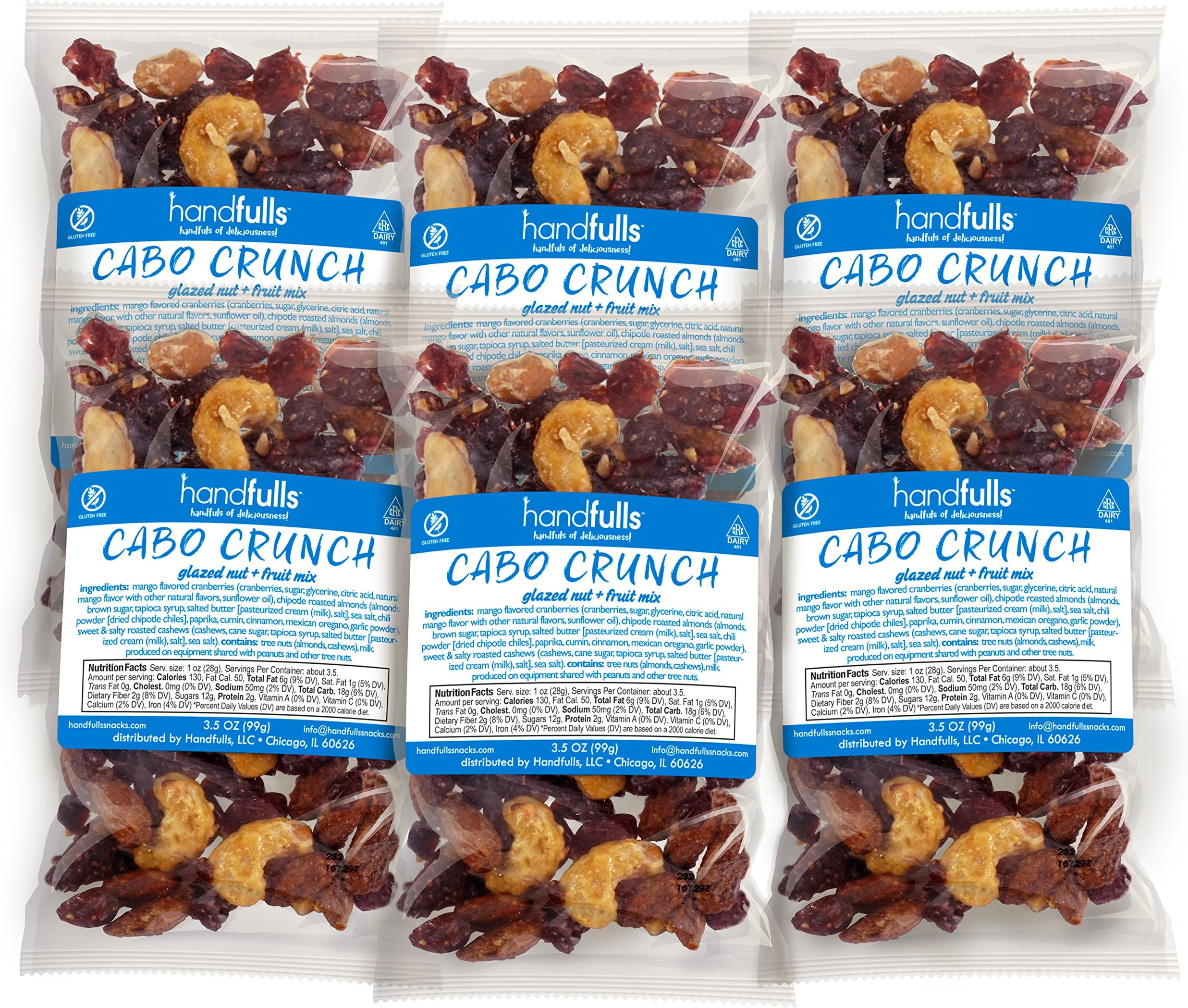 Handfulls Cabo Crunch Bags, Glazed Nut and Fruit Mix, 3.5 oz., 6 Count
