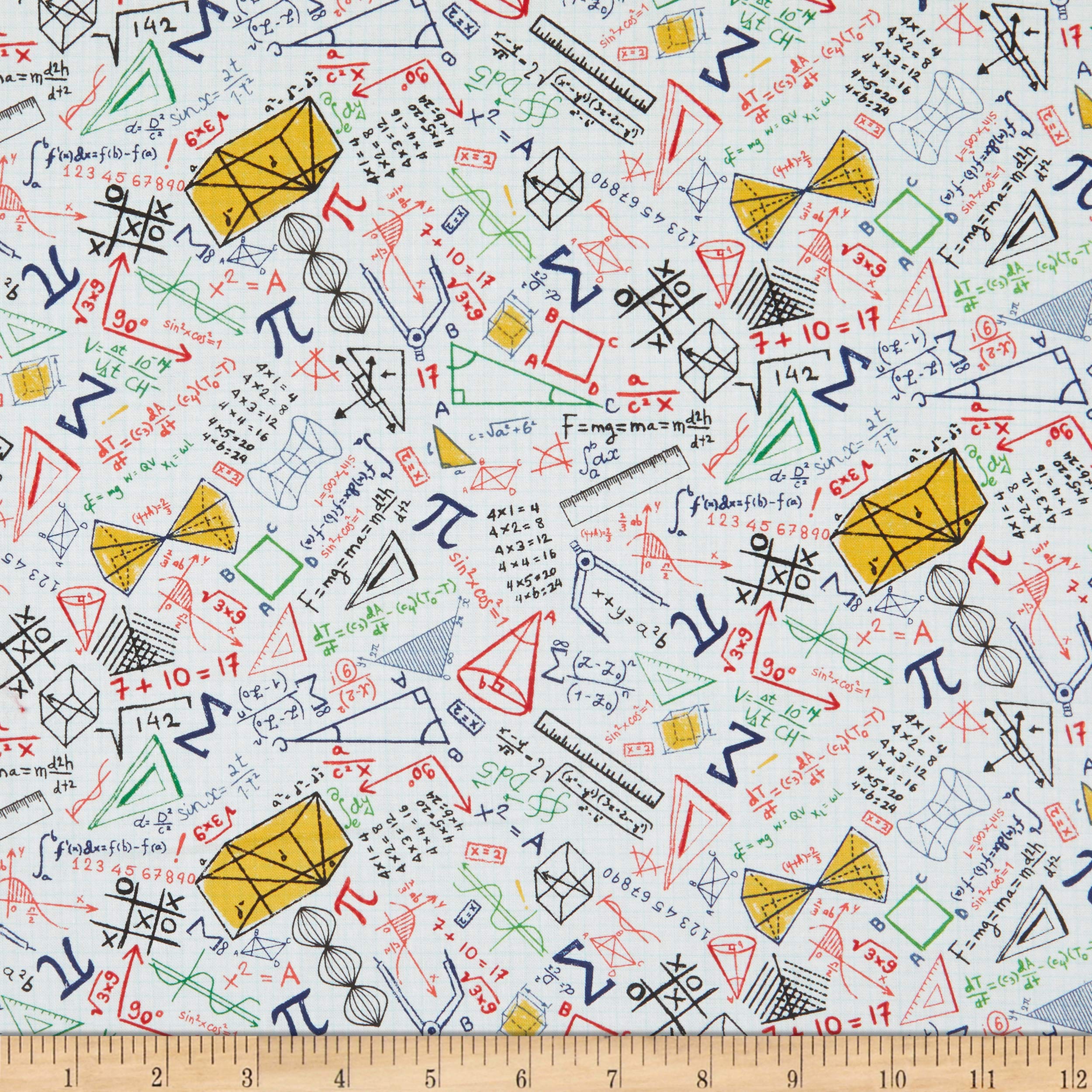 Timeless Treasures Digital Math & Science Math Doodles On Grid White, Quilting Fabric by the Yard