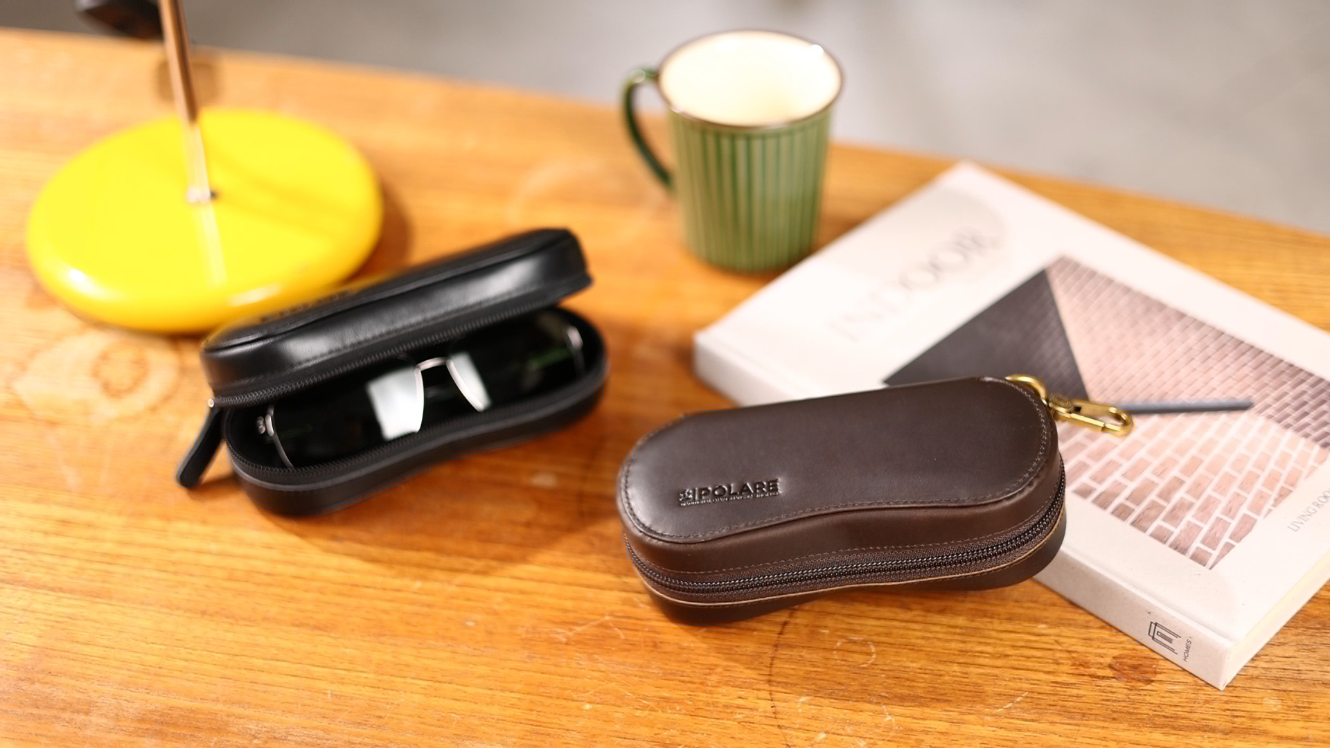 Polare Napa Leather Glasses Case Safety YKK Zipper Sunglasses Case