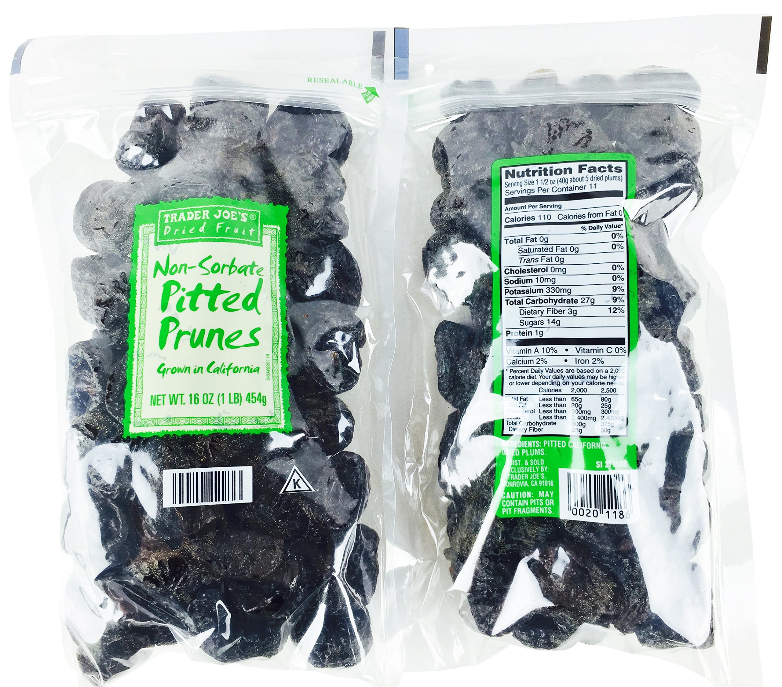 Trader Joe's NonSorbate Pitted Prunes 2 x 16 oz. Bags
