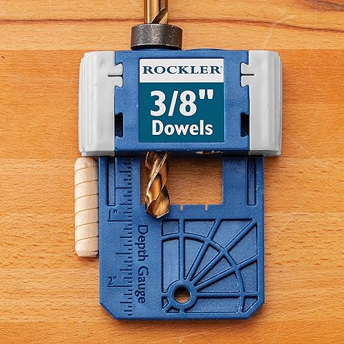 Miniatura 5 de Rockler Kit de plantilla de clavija de 3/8 pulgadas con broca y collar de tope - Kit de plantilla de clavija de madera - Topes de doble borde para