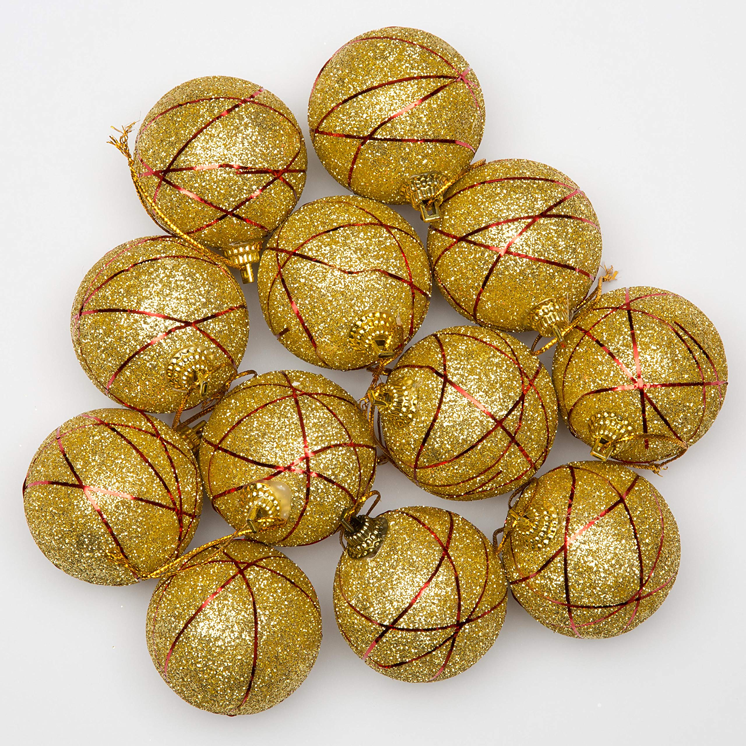 SHATCHI 12 x Christmas Tree Hanging Baubles Soft Foam Glittered Decorated Shatterproof Pendant Ornaments Xmas Tree Table Decorations,Decorated Babules - Image 2