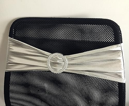 Miniatura 9 de iEventStar Chair Sashes Chair Bow Chair Decoration Stretch Band with Buckle Slider for Wedding Banquet 10PCS (Metallic Rose Pink)