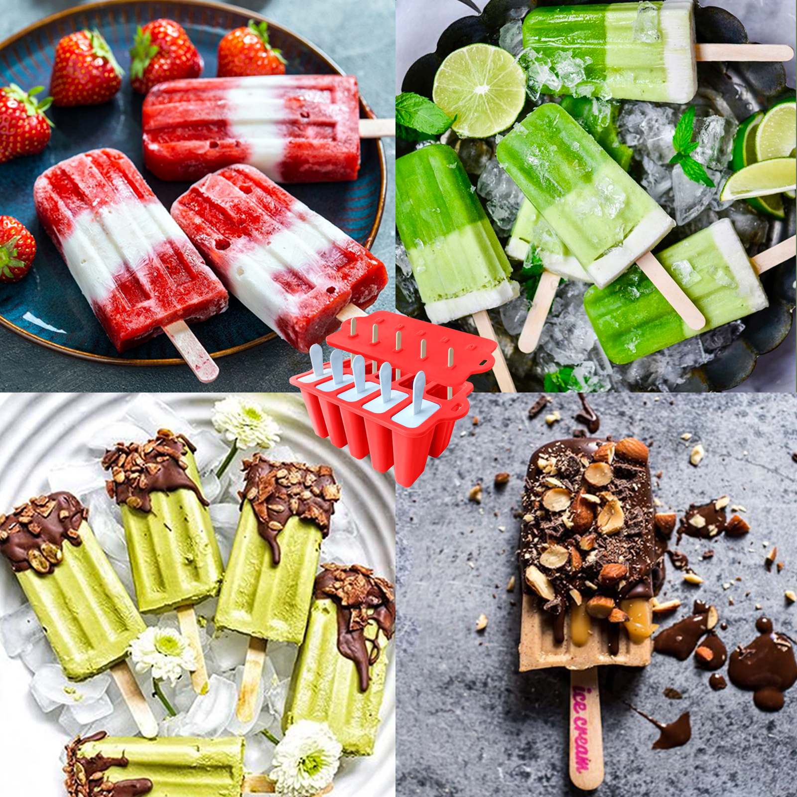 Moules à Glace 6 Silicone AVANA - Réutilisables Sans BPA - Congélation Fruits Yaourts - Turquoise Moules A Glace