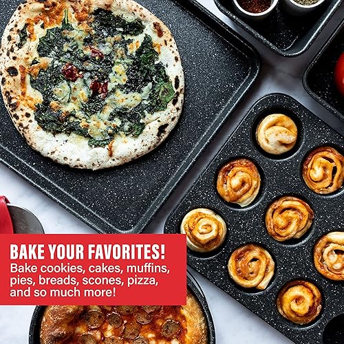 Miniatura 6 de Granitestone Juego de utensilios para hornear antiadherentes negros, juego de 5 moldes para hornear, apto para lavavajillas, no se deforma y se