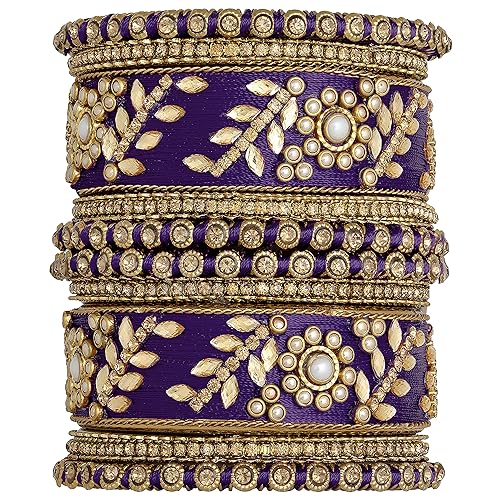 Silk Thread Matching Floral Bangle Set Bridal Chuda Chura Jewellery for Women Girls