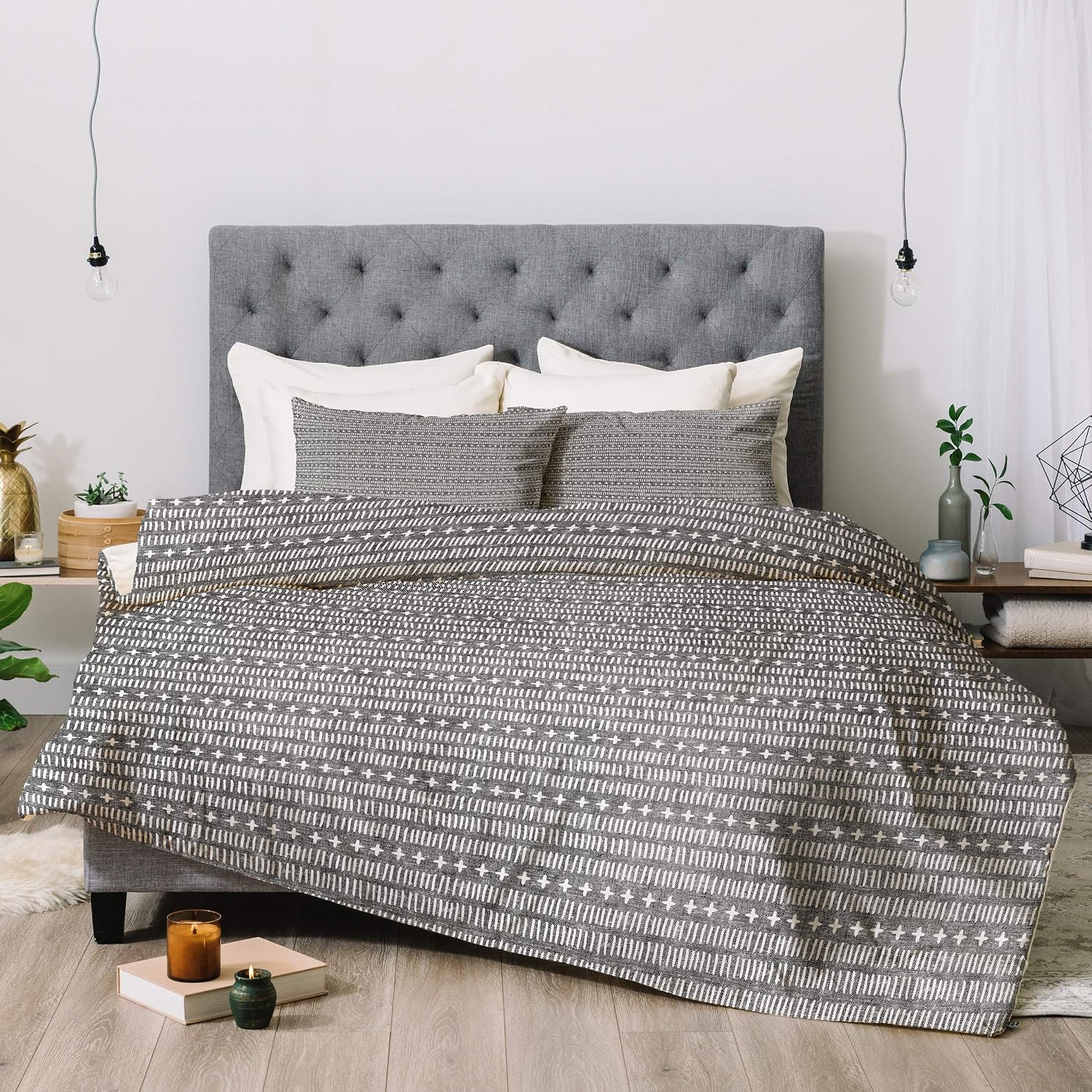 Deny Designs Little Arrow Design Co. Marrakesh Dash Comforter Set with Pillow Shams, Full/Queen, Black & White