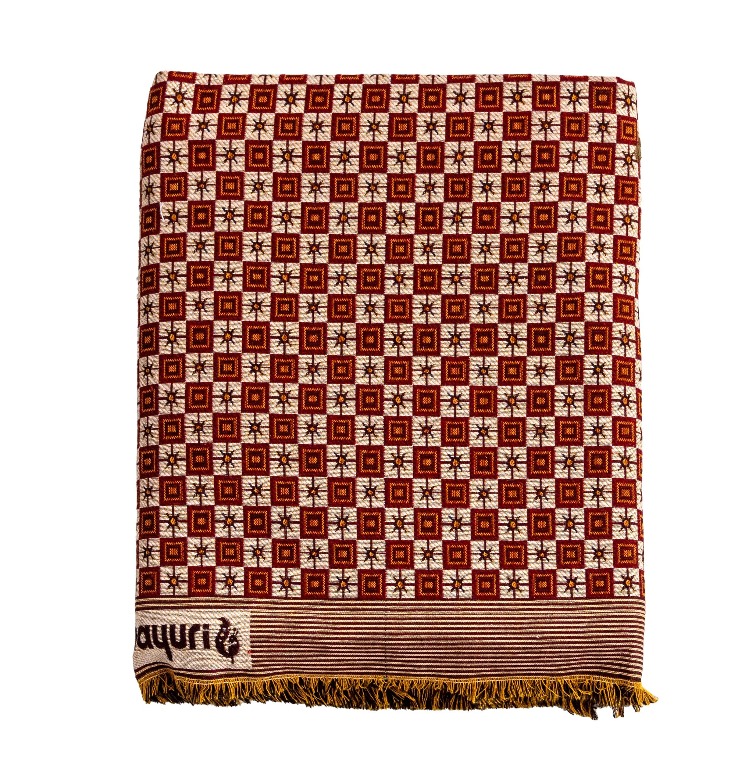 VARUNAVI Star Solapur Chaddar Cotton AC Blanket Queen Size 90 in X 108 in (230 cm X 260 cm) Maroon-image-20
