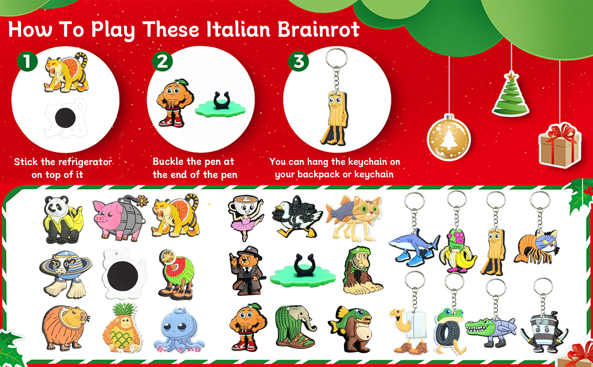 Amazon.com: Italian Brainrot Advent Calendar 24 Days Countdown, Christmas  Advent Calendar for Kids Ages 3+, 24-Piece Mini Figurines with Pencil  Toppers, Keychains & Magnets, Gift Set for Boys Girls : Toys & Games