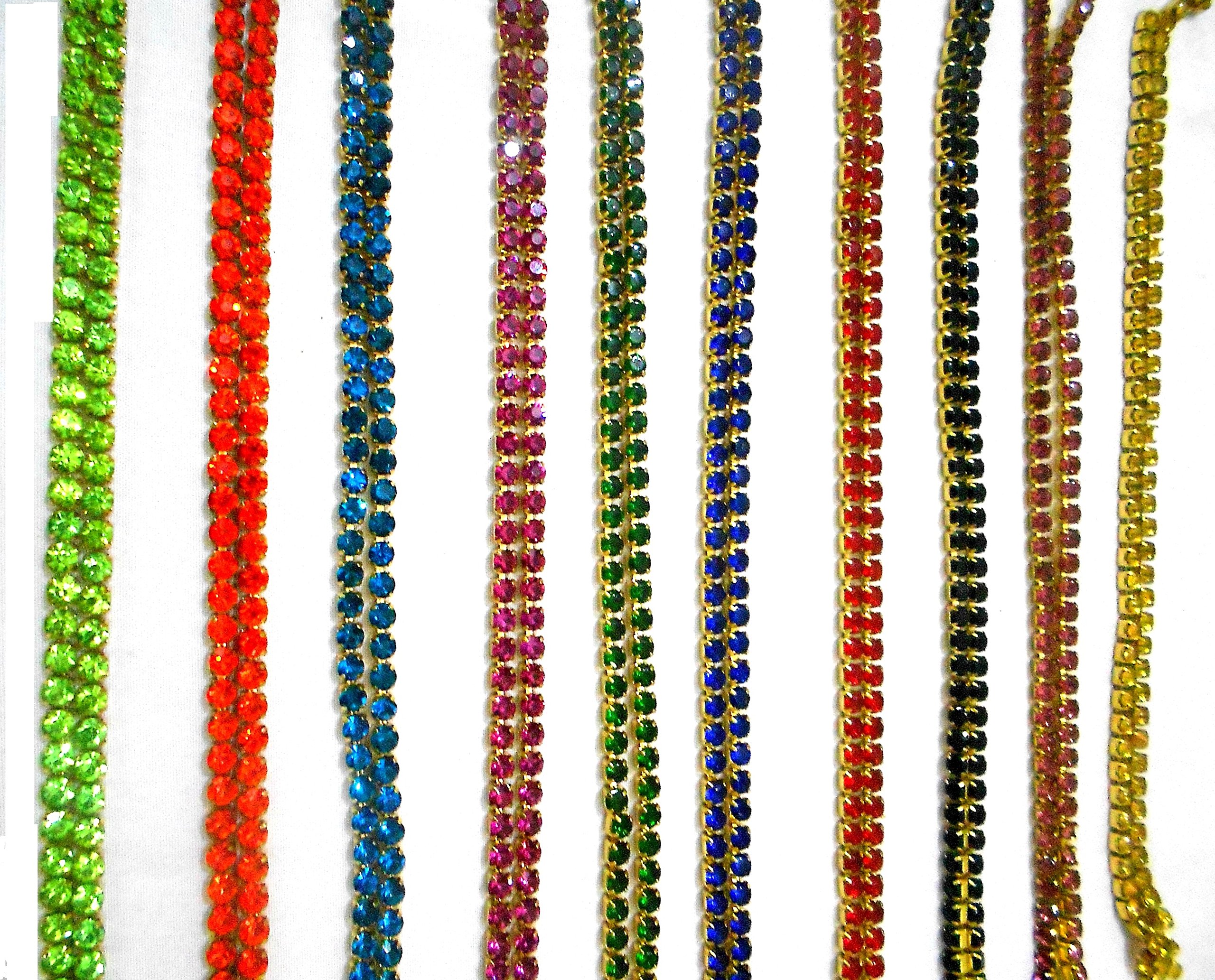 Stone Chain All Super Bright gliterring Colours Combo 10 Colours for Jewelry Making/Crafts