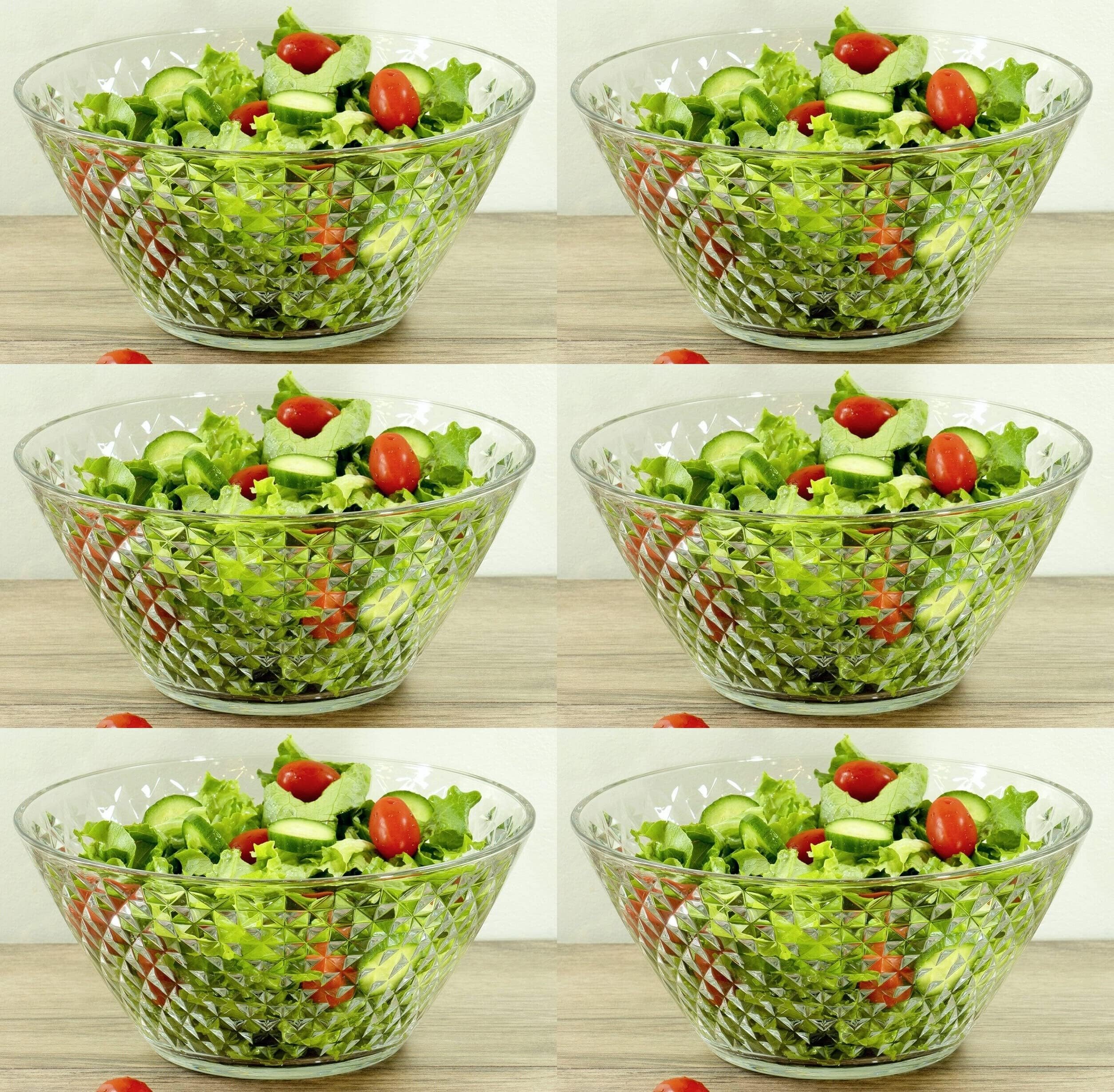 PRAX Glass Mesh Design Serving Bowl - Clear (Set of 6) 280 ml