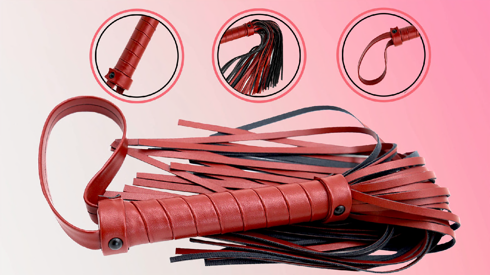 Flogger En Cuir Lourd Noir Et Rouge - 36 Queues - Pour Entraînement équestre Ou Usage Spécifique