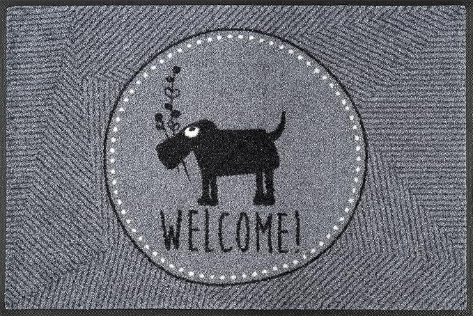 wash+dry Fußmatte, Herr Just- Welcome! 50×75 cm, innen und außen, waschbar, Grau