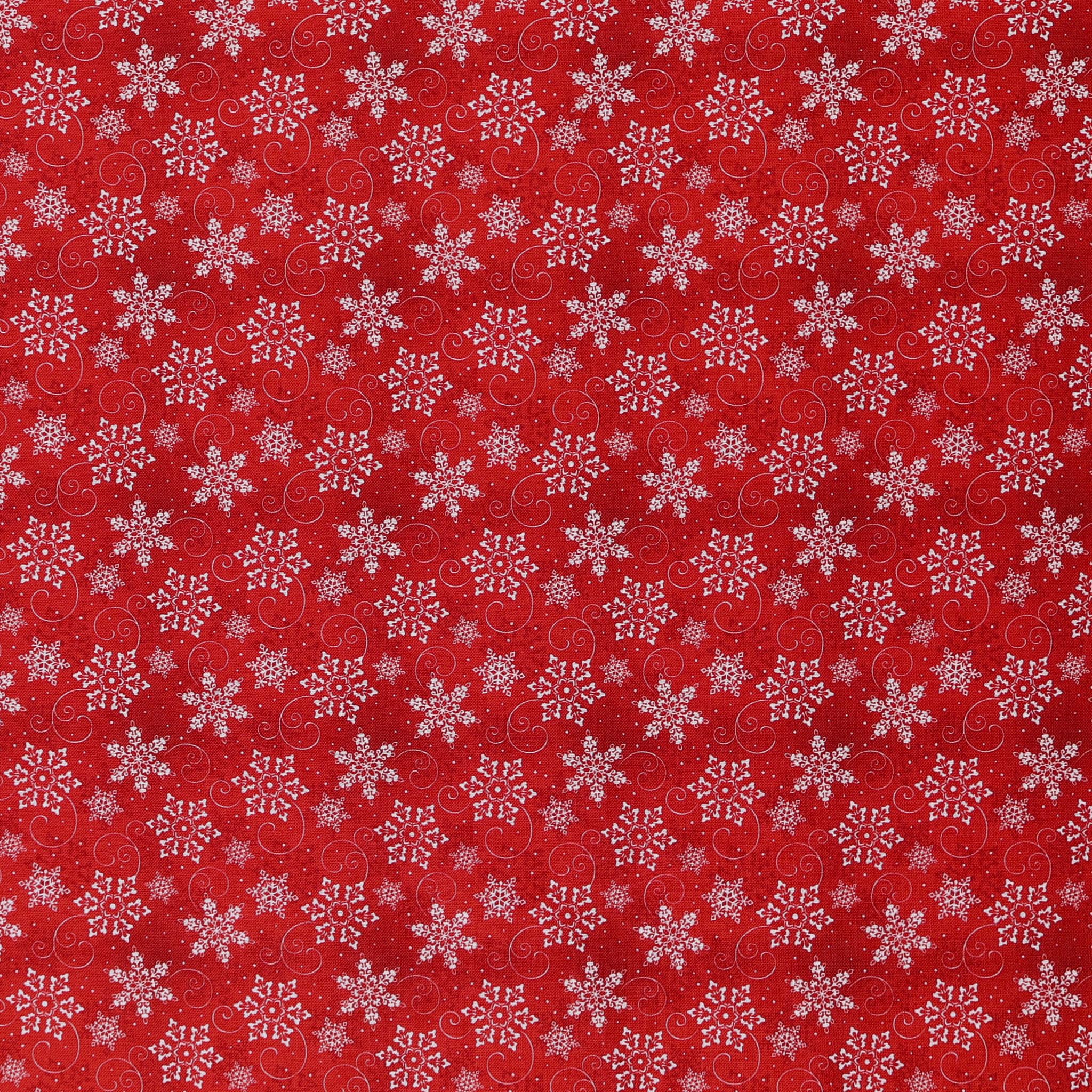 Mook Fabrics New Christmas Fabric [45 in. Wide] – Lightweight, 100% Cotton Material for Quilting, Home Decor Accents | Arts, Crafts & Sewing, Snowflakes Red Cut by The Yard