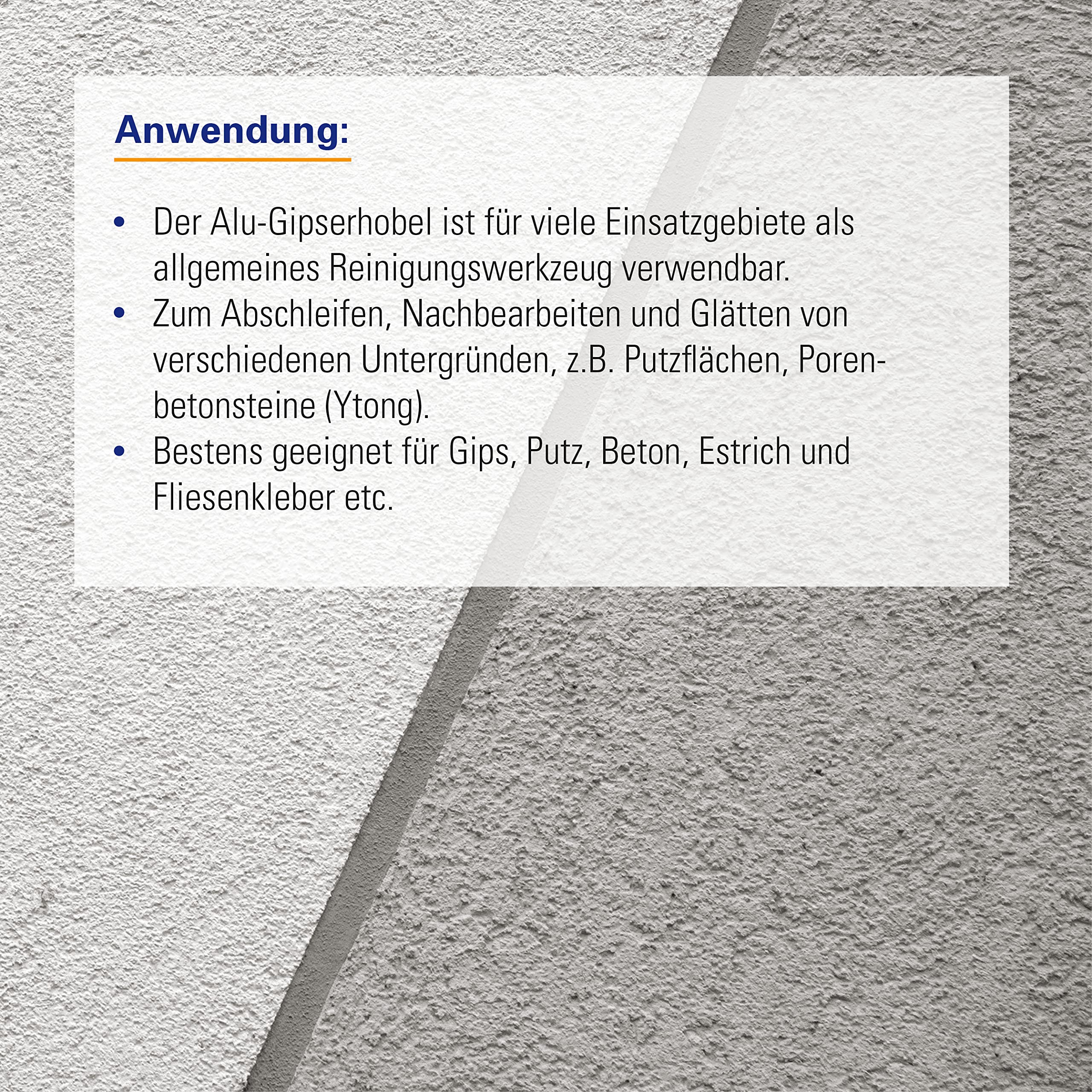Karl Dahm Alu-Gipserhobel, 450 x 85 mm I Hochwertiger Alu-Schleifbrett zum Abschleifen, Nachbearbeiten und Glätten von Putzflächen und Ytong I Professionelles Verputzer Werkzeug– 10472