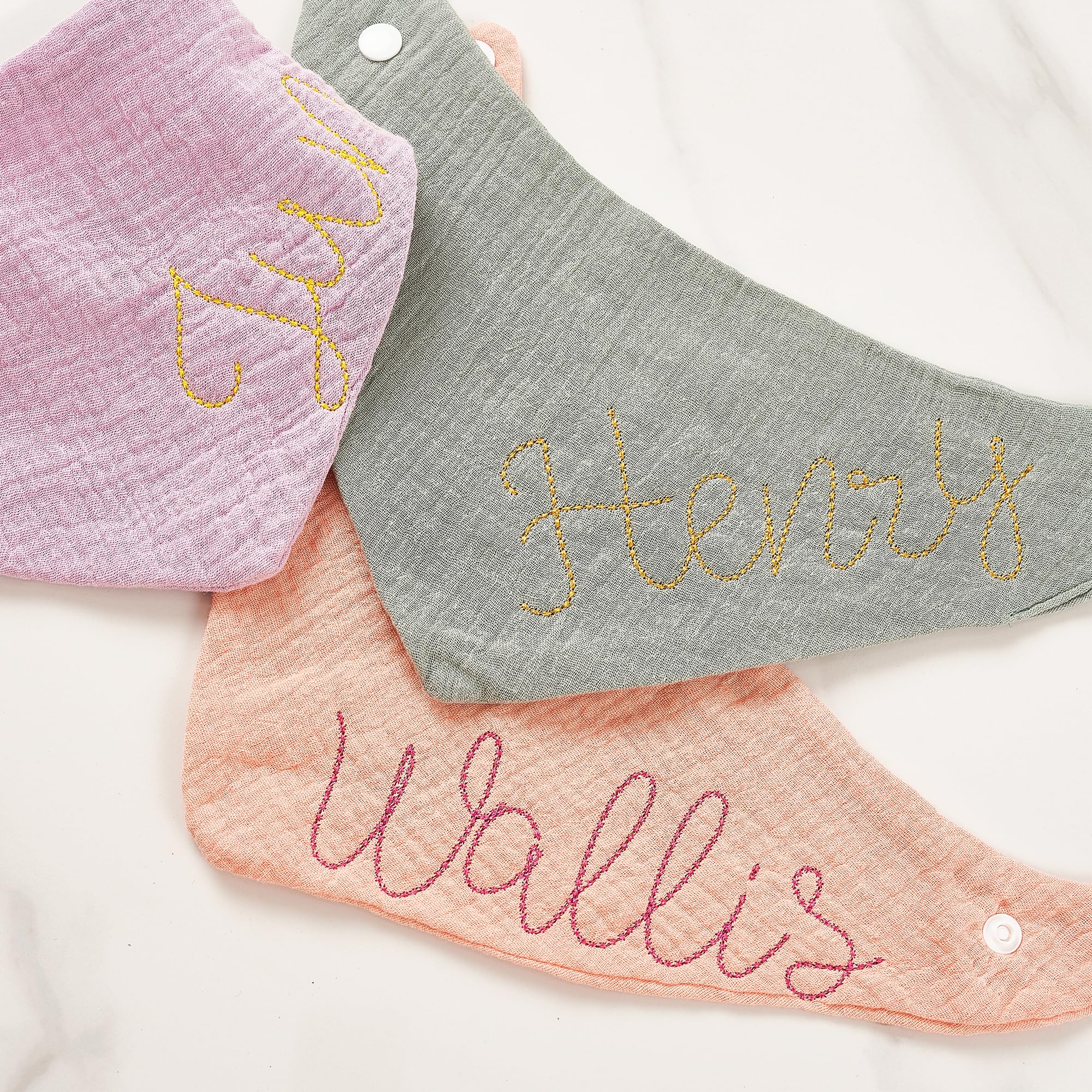 Custom Muslin Baby Bibs for Boys Girls, BJZLWJ Personalized Soft Cotton Baby Drool Bibs With Embroidered Name, Drooling and Teething Bibs for Infant, Cute Newborn Custom Baby Cloth Stuff