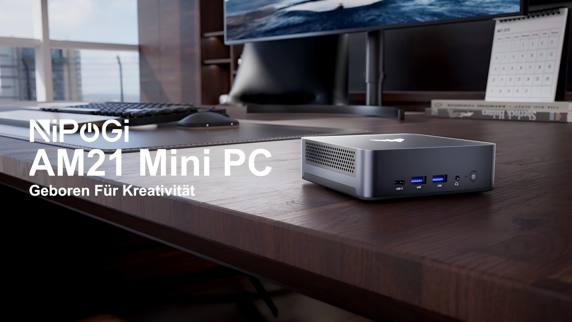 NiPoGi AM21 Mini PC Ryzen 7 8745HS(8C/16T, Max 4,9 GHz),16GB DDR5 5600MHz,512GB NVMe SSD(Max 4 TB),Double LAN/ 4K UHD Quattro Display (HDMI 2.1/DP 1.4/USB4) WiFi 6,BT 5.2 VESA Supportato
