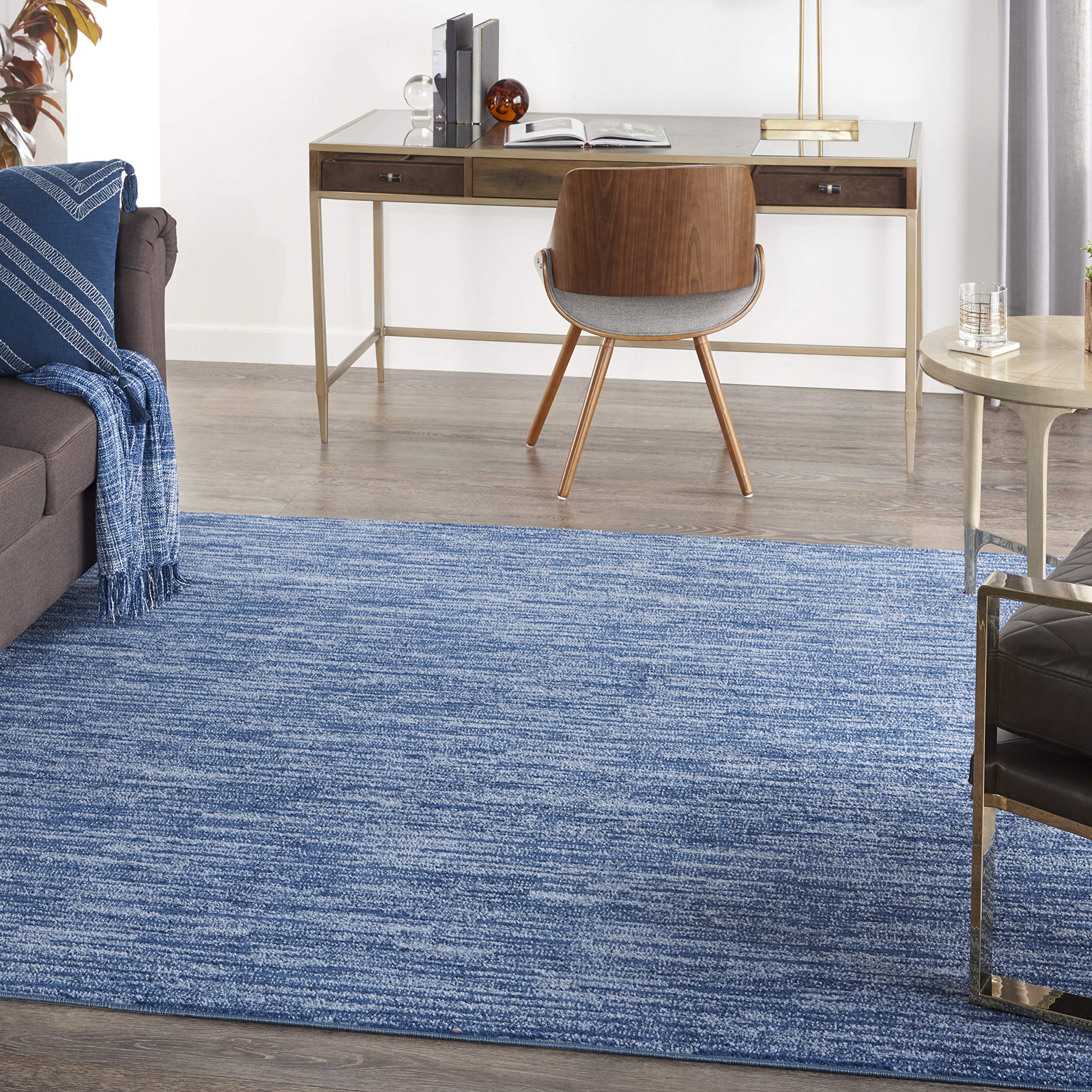 Nourison Home Nourison Essentials Navy Blue 7' x Square Area Rug - Easy Clean, Non Shedding, Bed Room, Living Room, Dining Room, Kitchen (7' x Square)