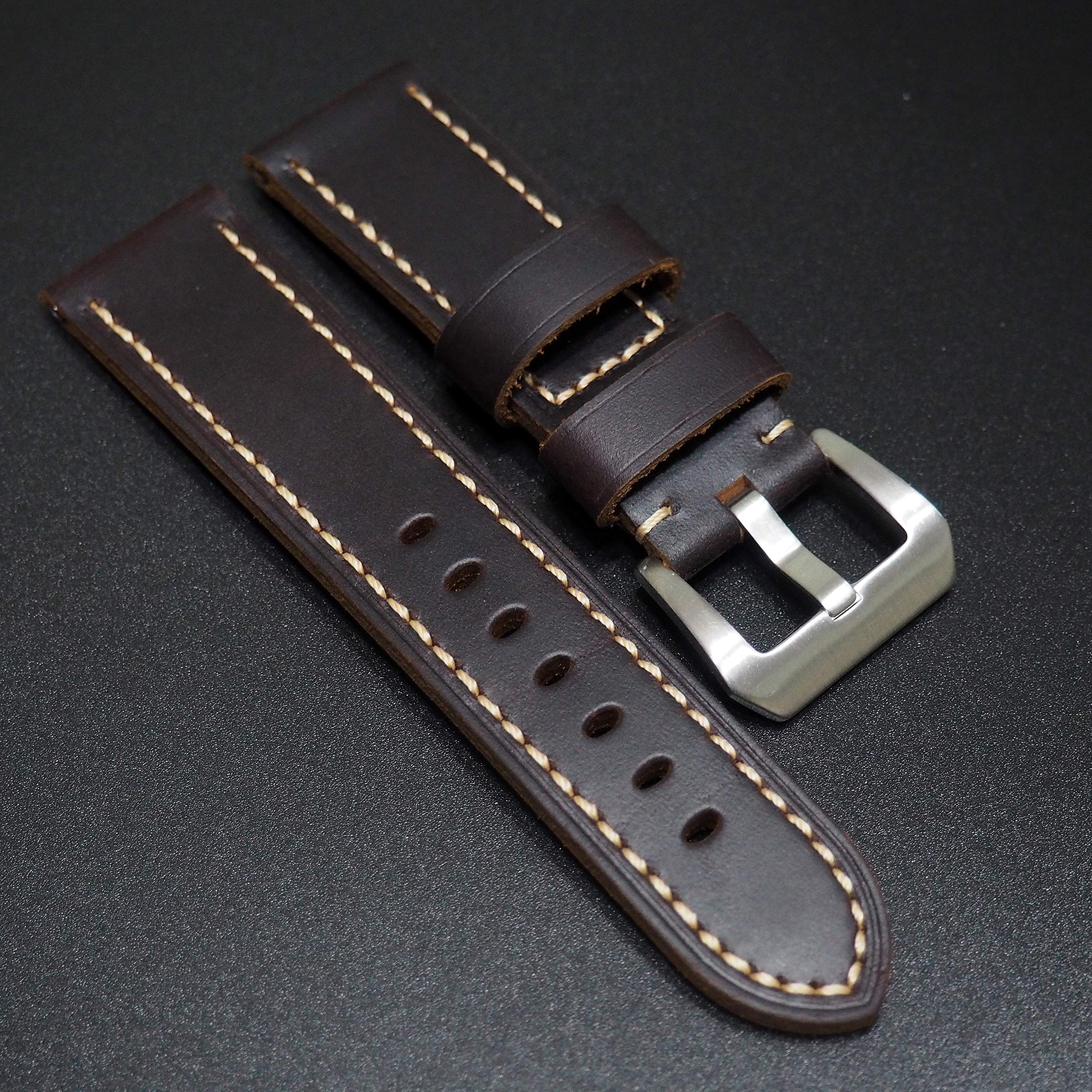 24mm Dark Violet Calf Leather Watch Strap w/Buckle