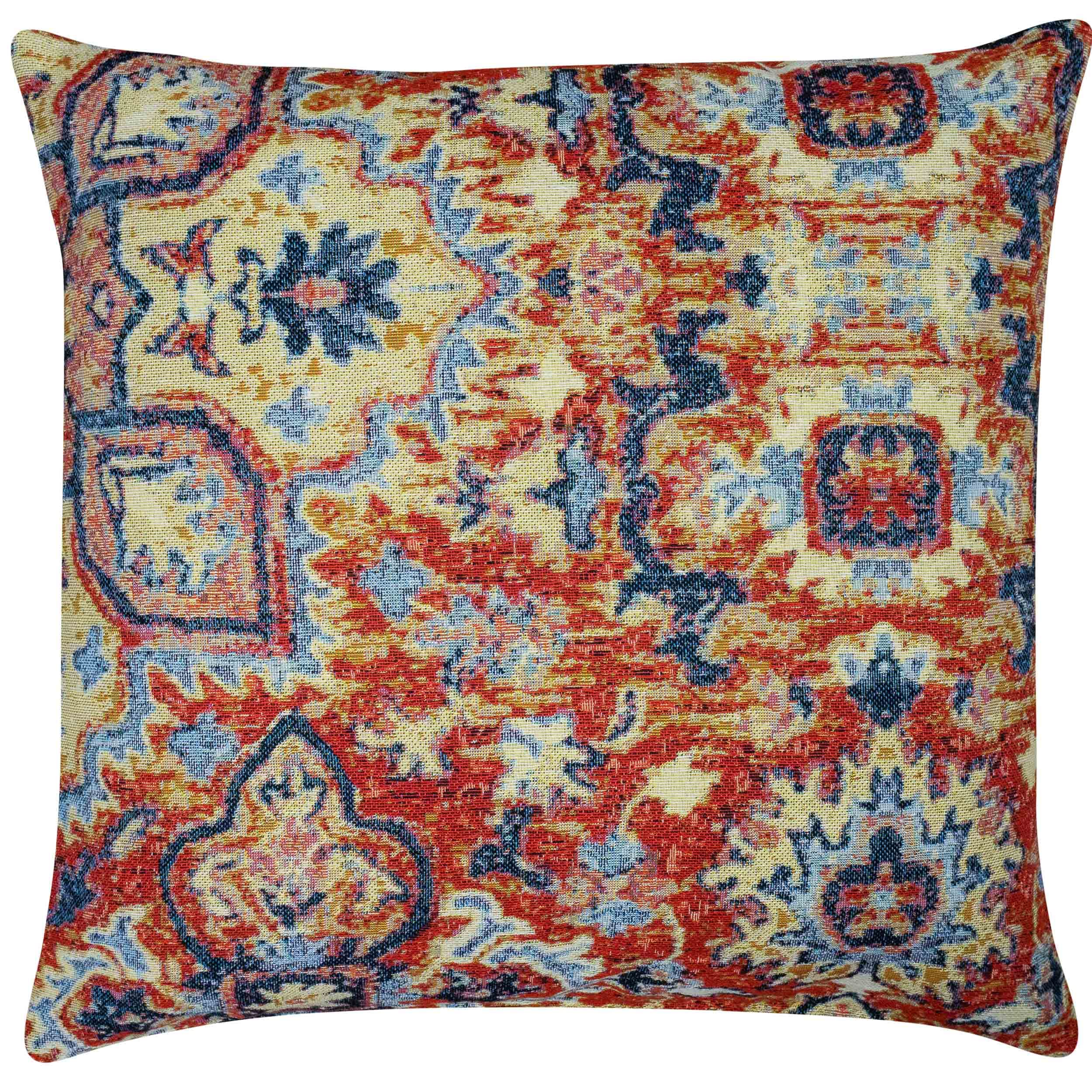 Linen Loft Multi Marrakesh Tapestry Cushion Cover. Traditional Red, Blue And Coloured Geometric Navajo Kilim Design. 17X17 Square Cushion Cover Only.