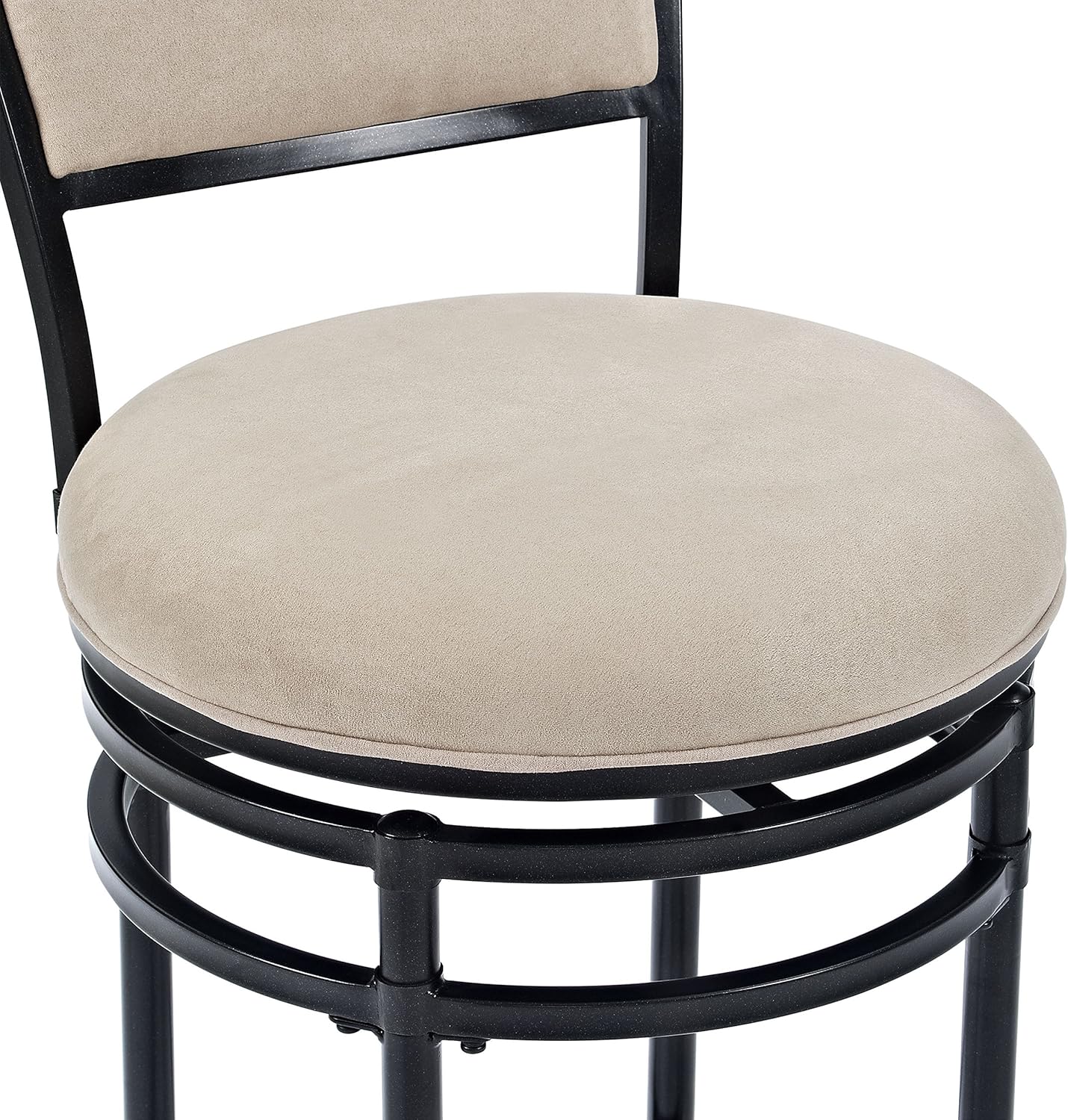 Crosley Furniture Rachel Bar Stool with Upholstered Seat and Back, Black with Beige Cushion, 30-inch