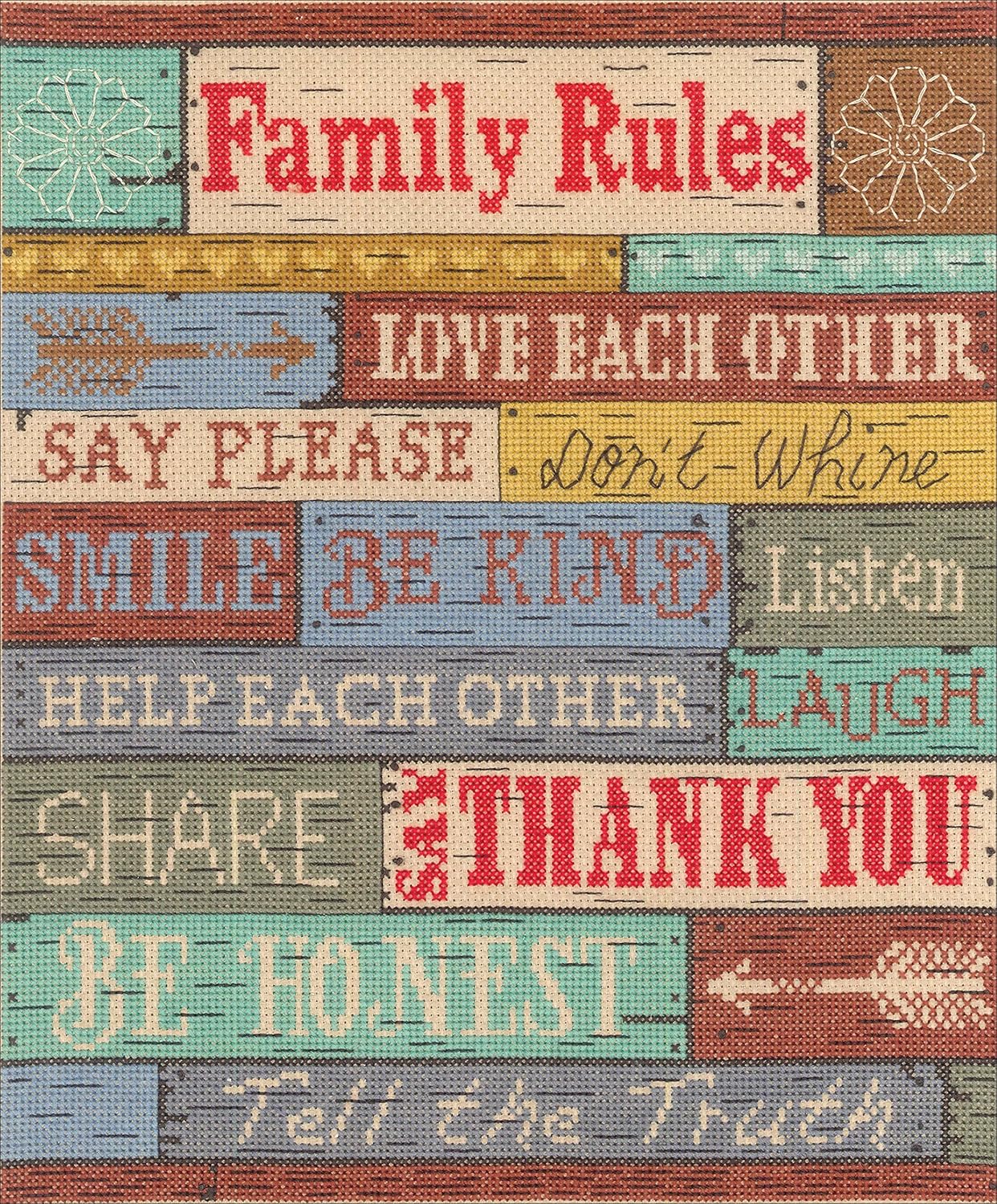 Family Rules Counted Cross Stitch Kit