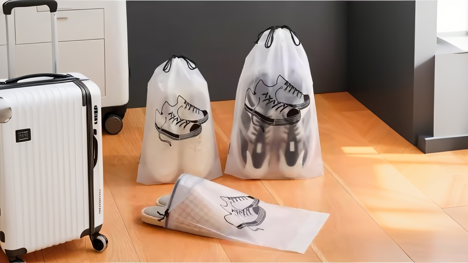 40 Sacchetti Trasparenti Per Scarpe Da Viaggio In PE Con Cordoncino - Impermeabili, Antipolvere, Multiuso (30 X 40 Cm) - 4