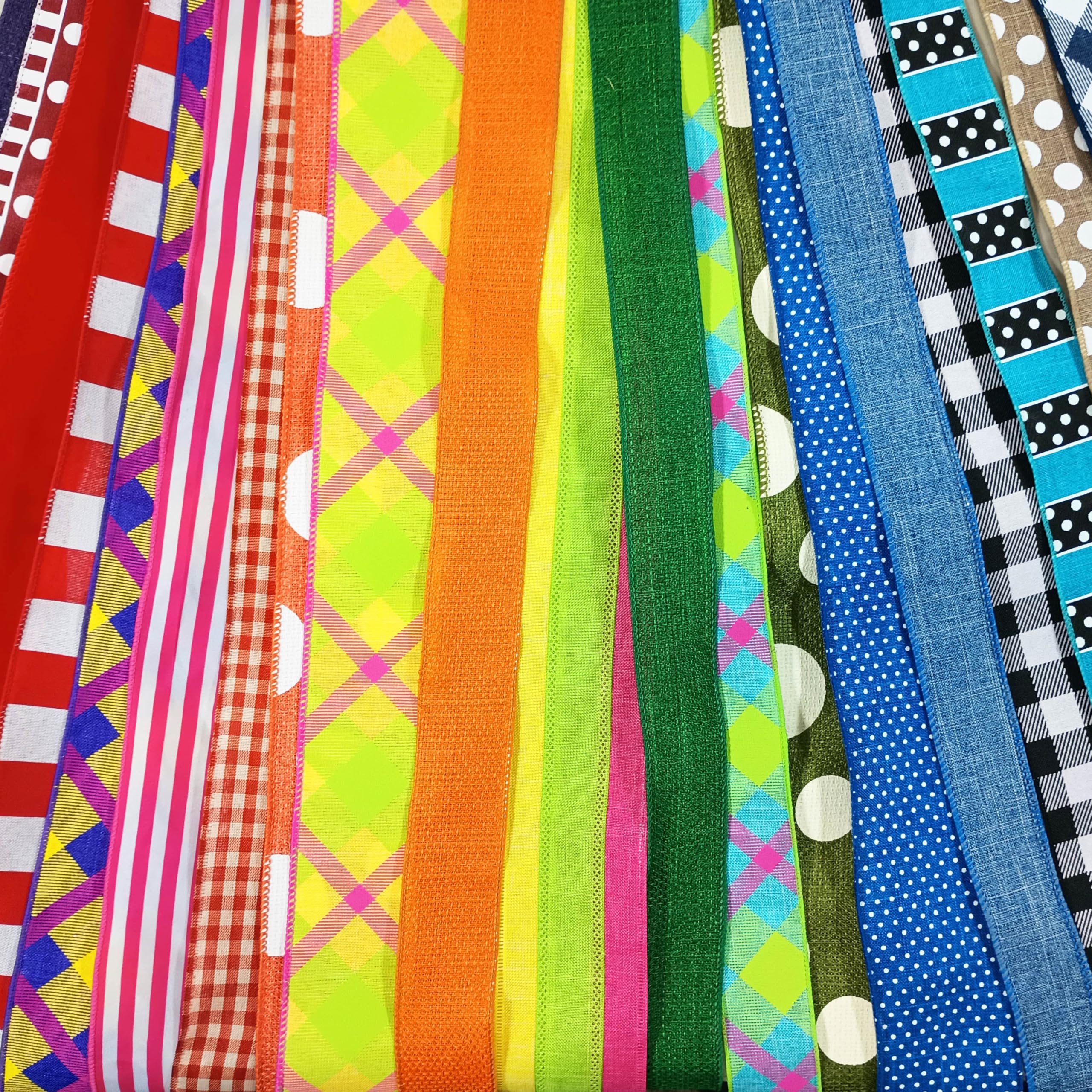 Fun Solutions20 Yards Fabric Wired Edge Ribbons 1.5” and 2.5” Bulk Color Variety Pack (20 Assorted Ribbons, 1 Yard Each – Styles and Textures May Vary) (Mixed Color)