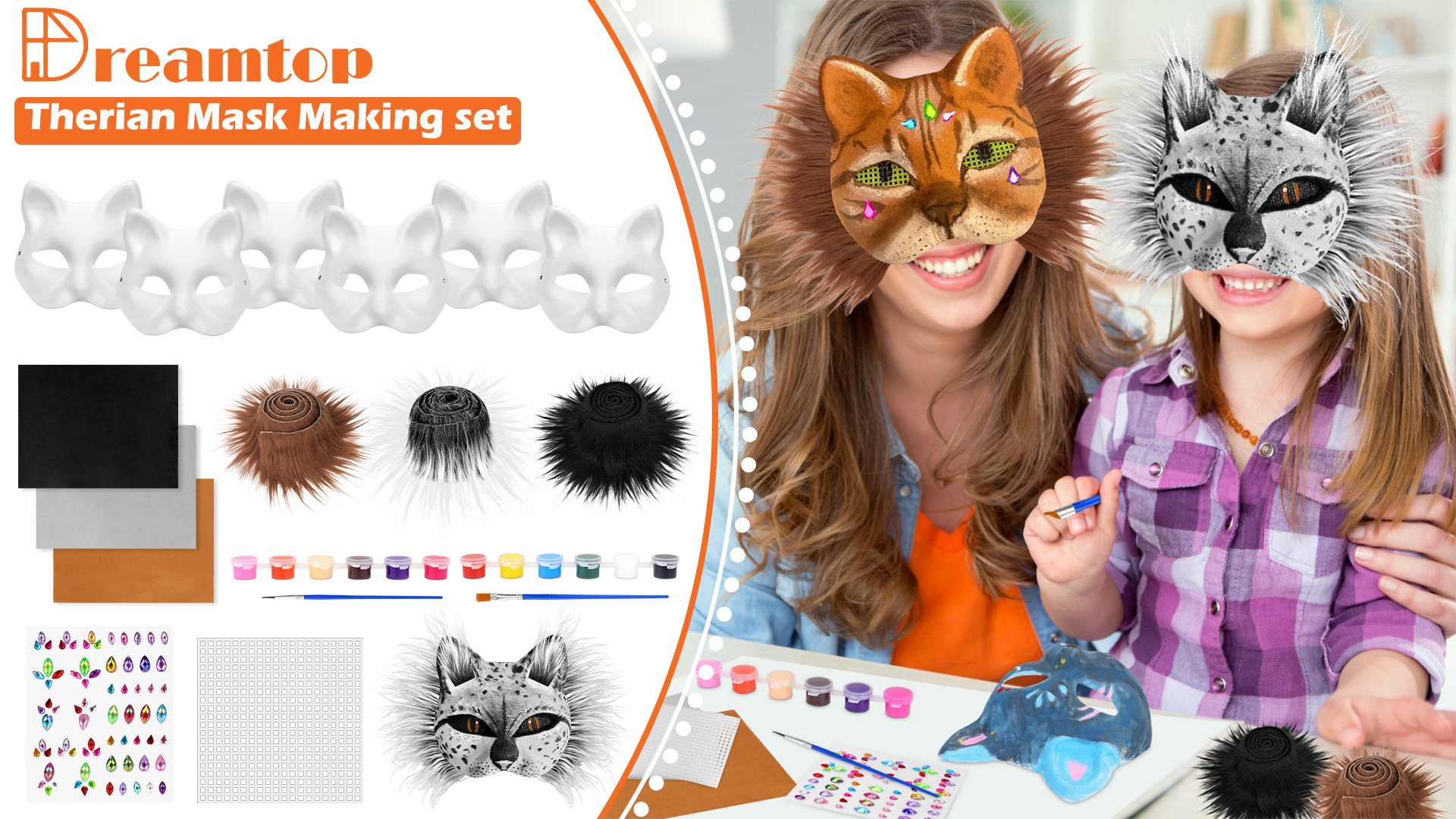 Kit Maschere Gatto Fai Da Te - 24 Pezzi Con Pelliccia E Rete Per Occhi, Per Halloween E Cosplay