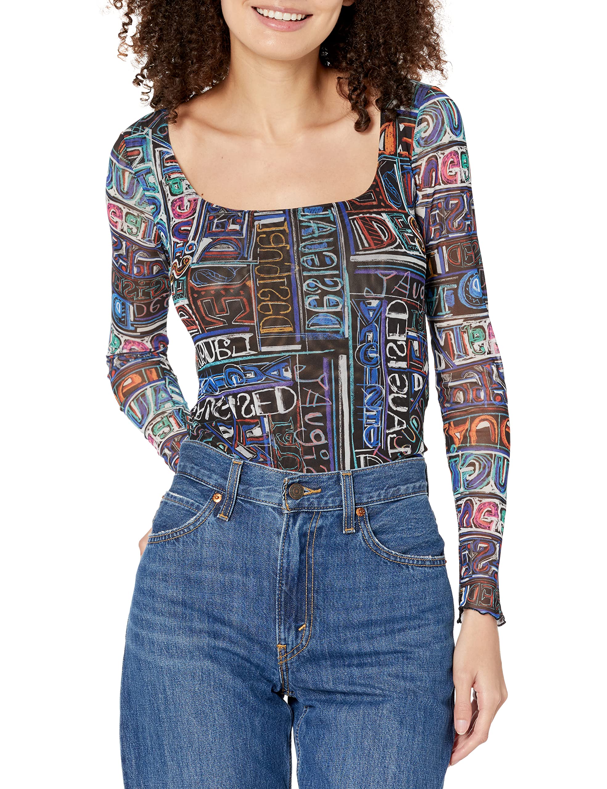 Desigual Women's Body_Lettering 2000 Blouse, Black, L