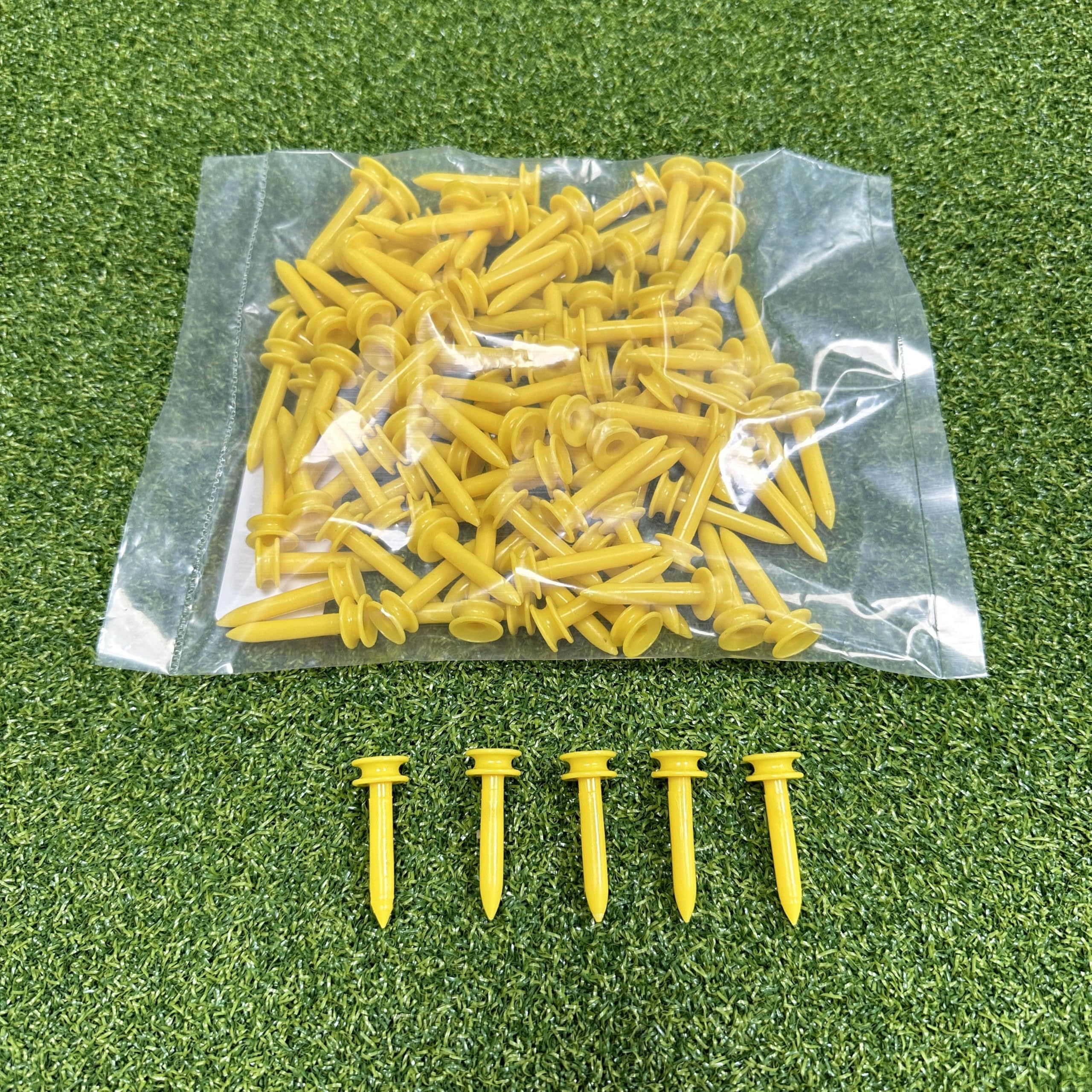 LM sports Plastic Step Down Golf Tees｜Premium Golf Castle Tees｜100 Count (35mm-Yellow)