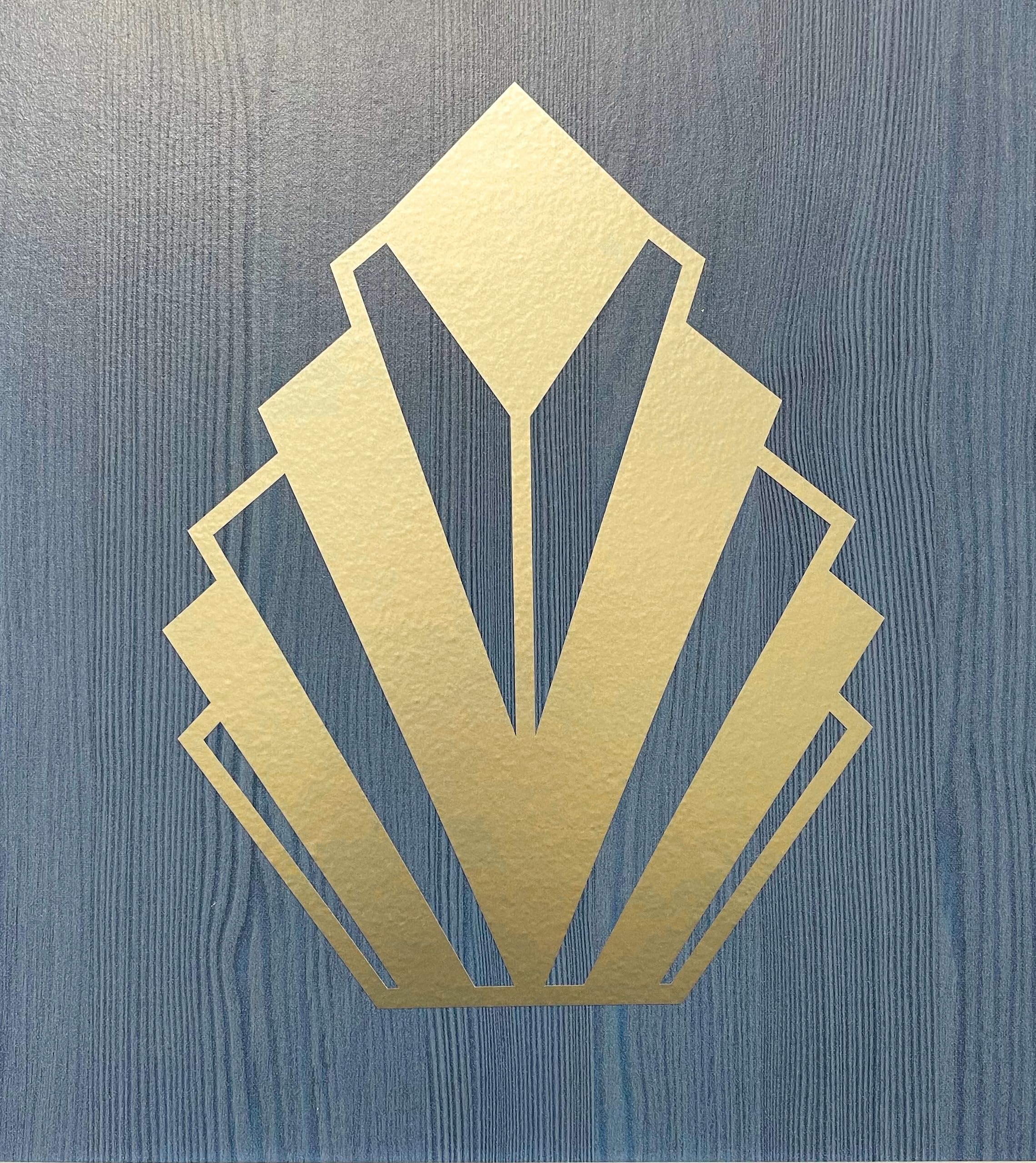 Art Deco Style Satin Gold Wall Decoration Adhesive Vinyl Decal 205mm x 260mm - Diamond Fan Shape