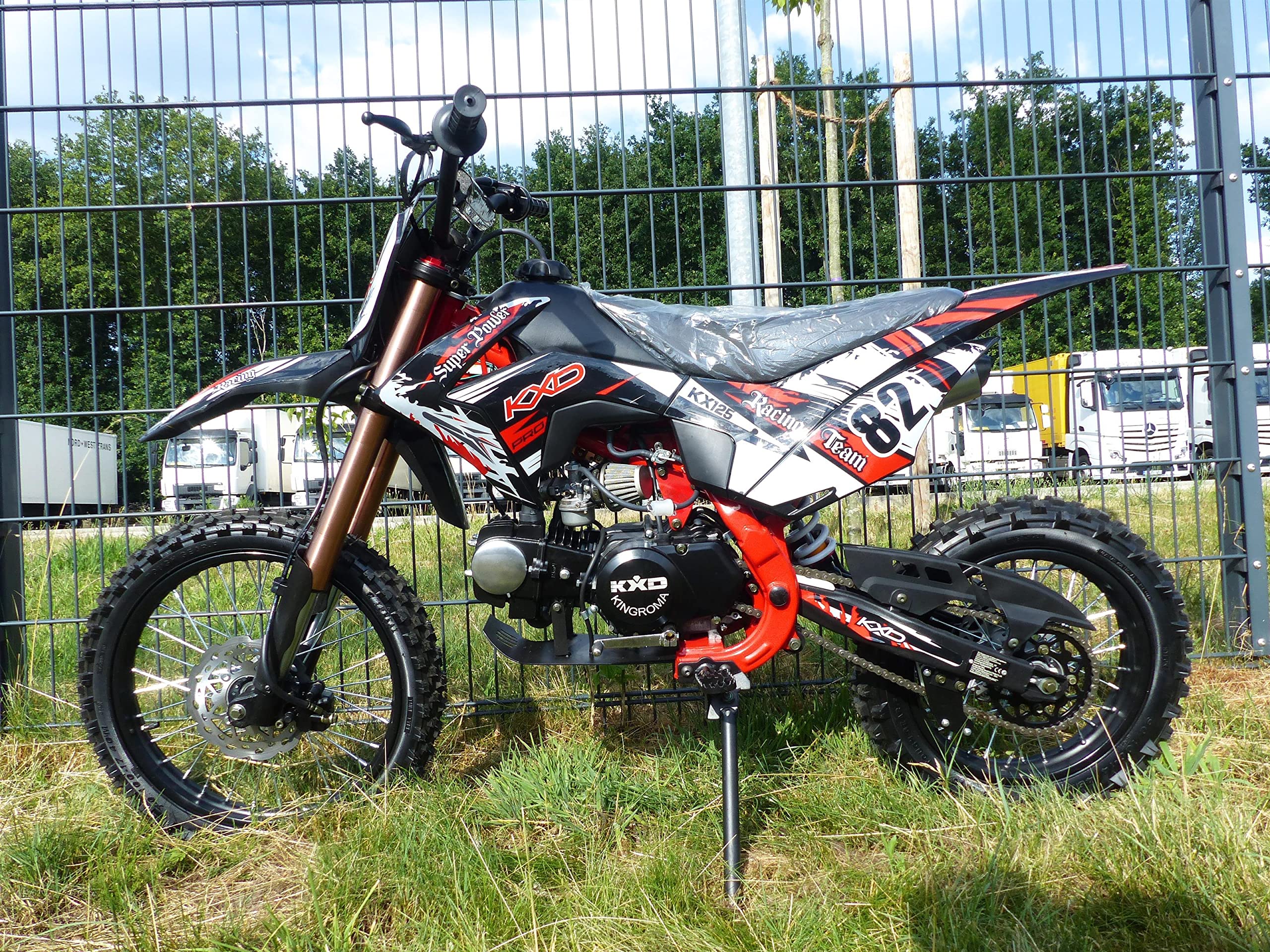 125ccm Dirtbike Cross Bike Pocketbike KXD 609 4 Takt 4 Gang Manuel 17/14" Rot