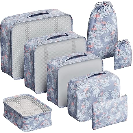 Flamingo Decor Organiser Set for Travel Packing Cubes