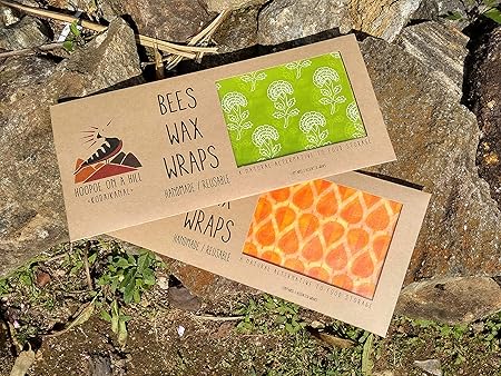 Hoopoe on a Hill Cotton Beeswax Wraps (Green, Small, Medium, Large) - Pack of 3